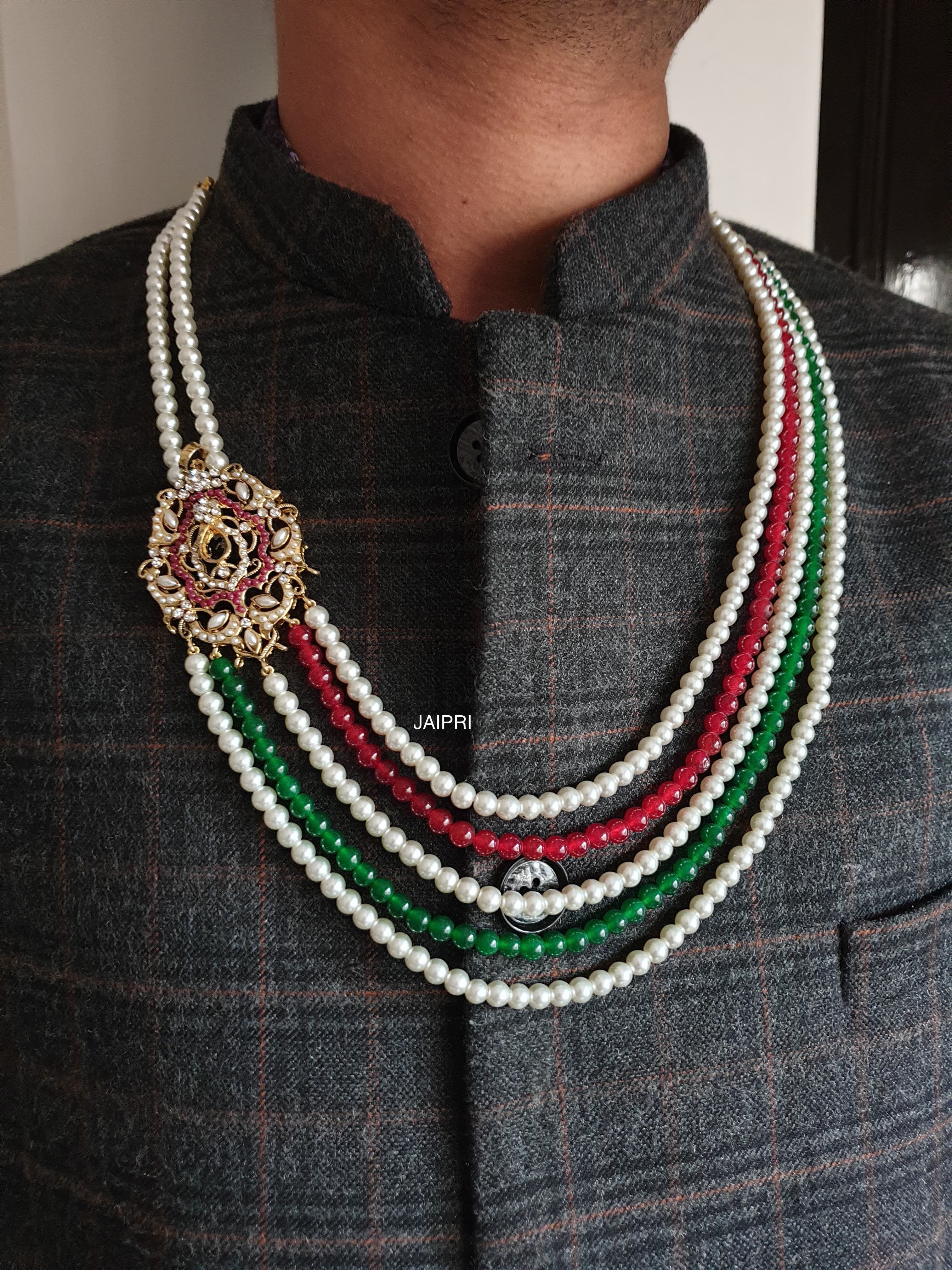 Multi Color Pearl Groom Necklace