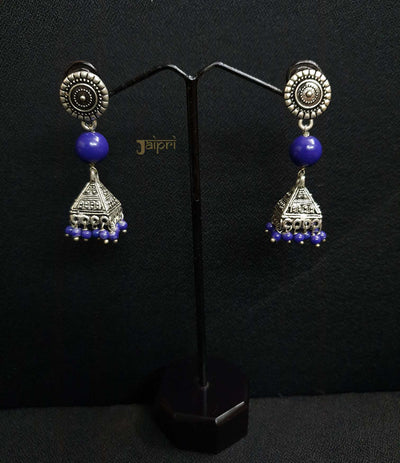Floral Design, Blue Stone Jhumki Earrings