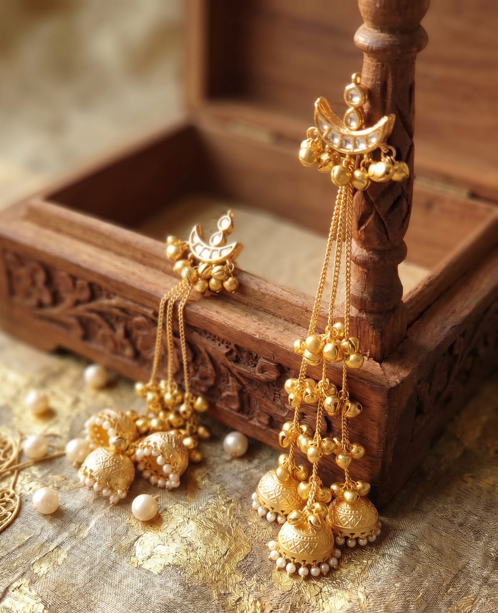 Reesha Kundan Ghungroo Kashmiri Earrings