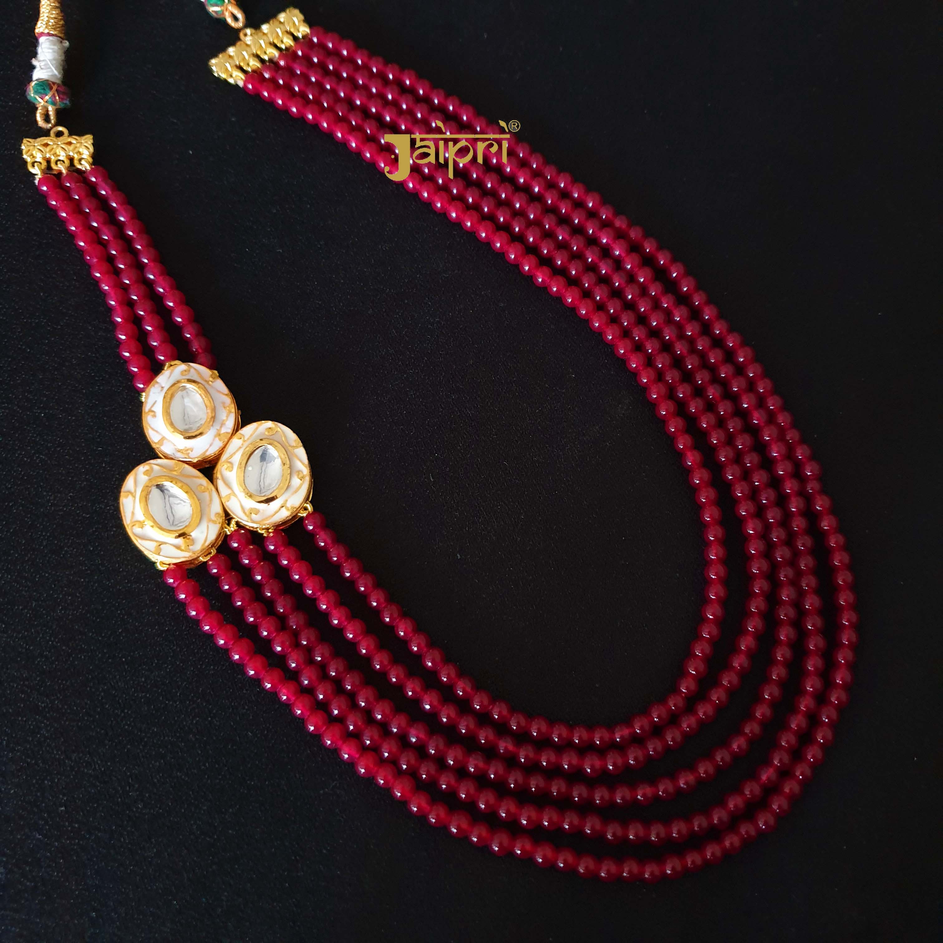 Red Kundan Meenakari Groom Necklace Set