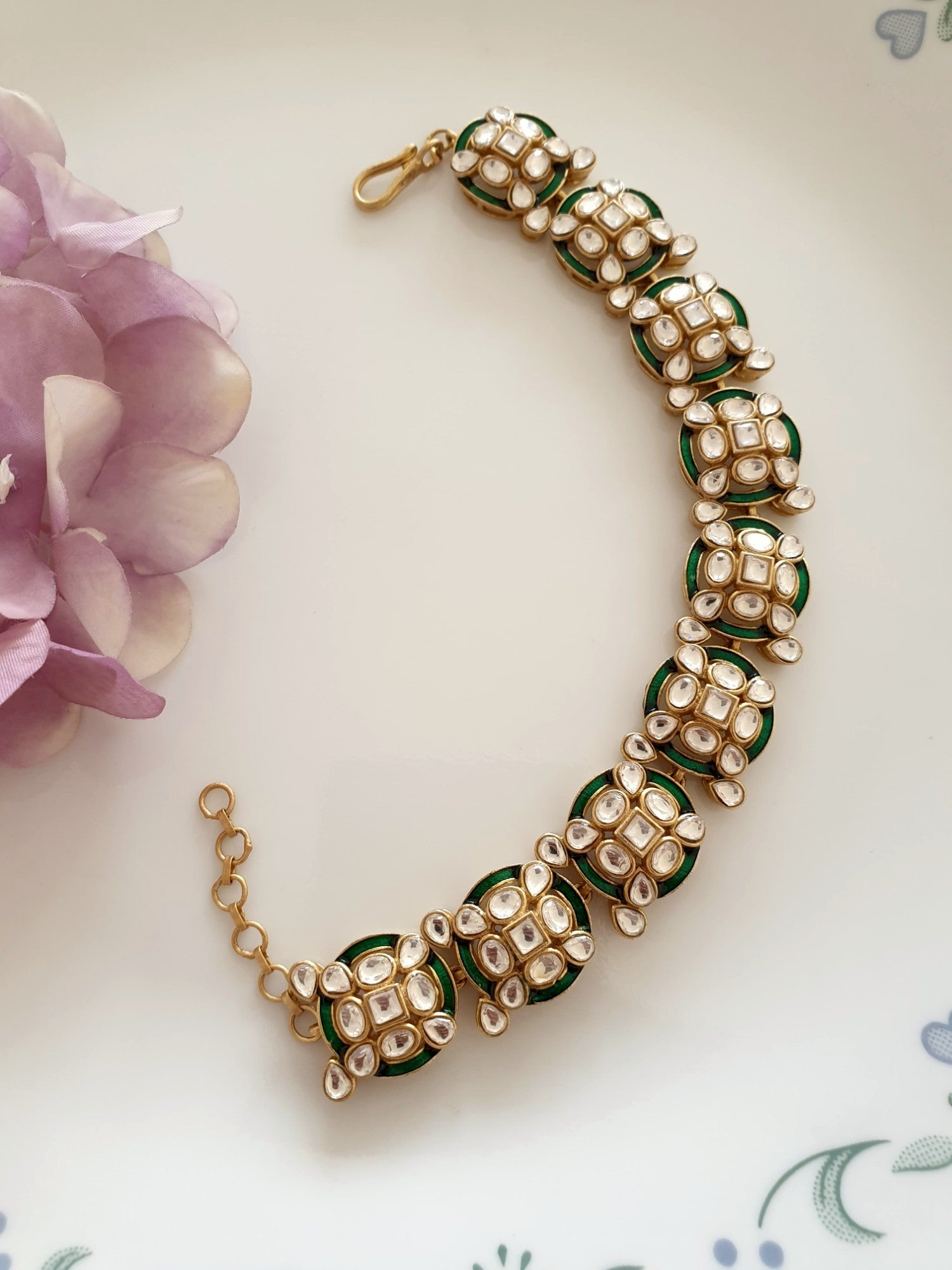 Designer Kundan Polki Stone Adjustable Bracelet
