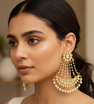 Designer Pearl Chandbali Earrings 