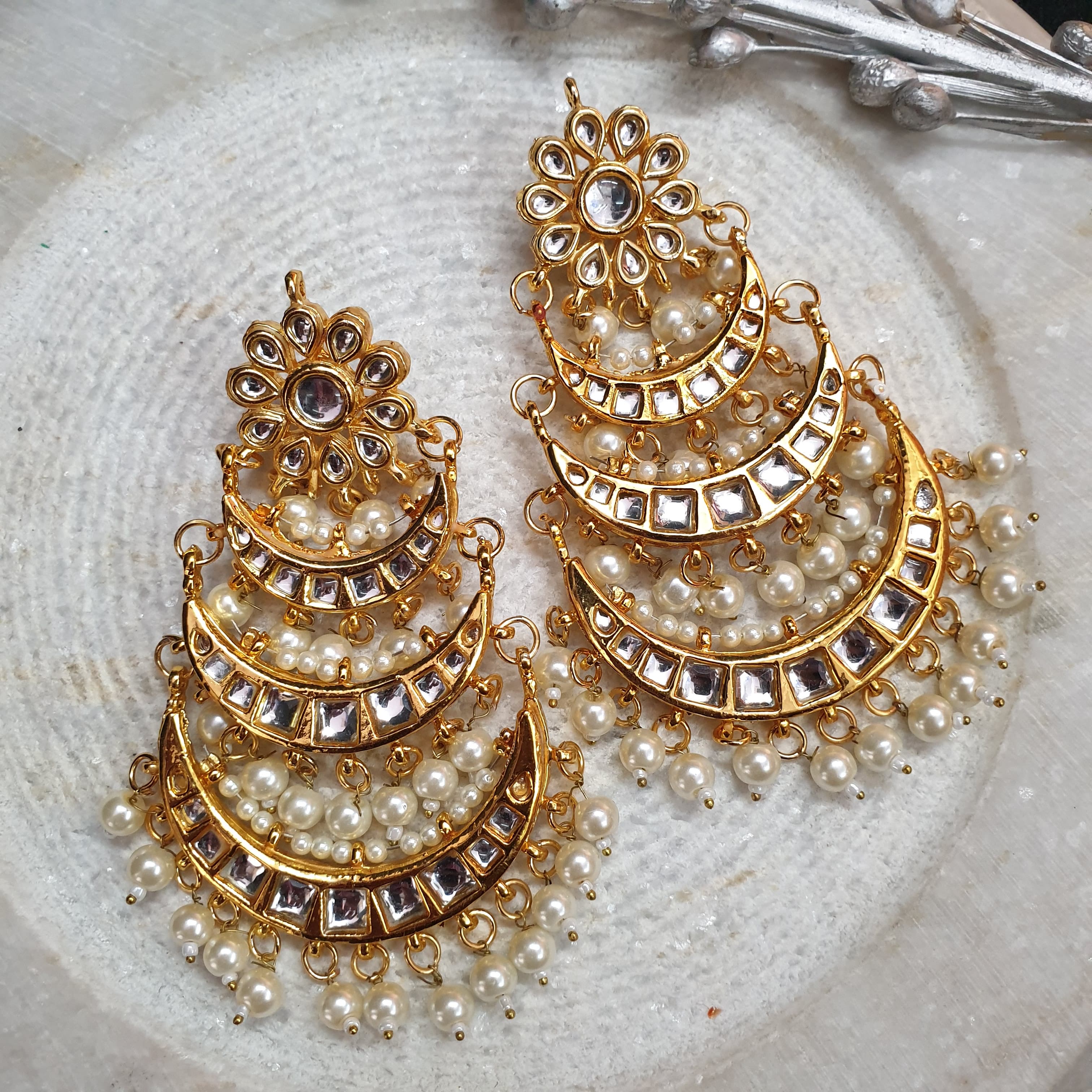 Kundan Layered Chandbali Earrings