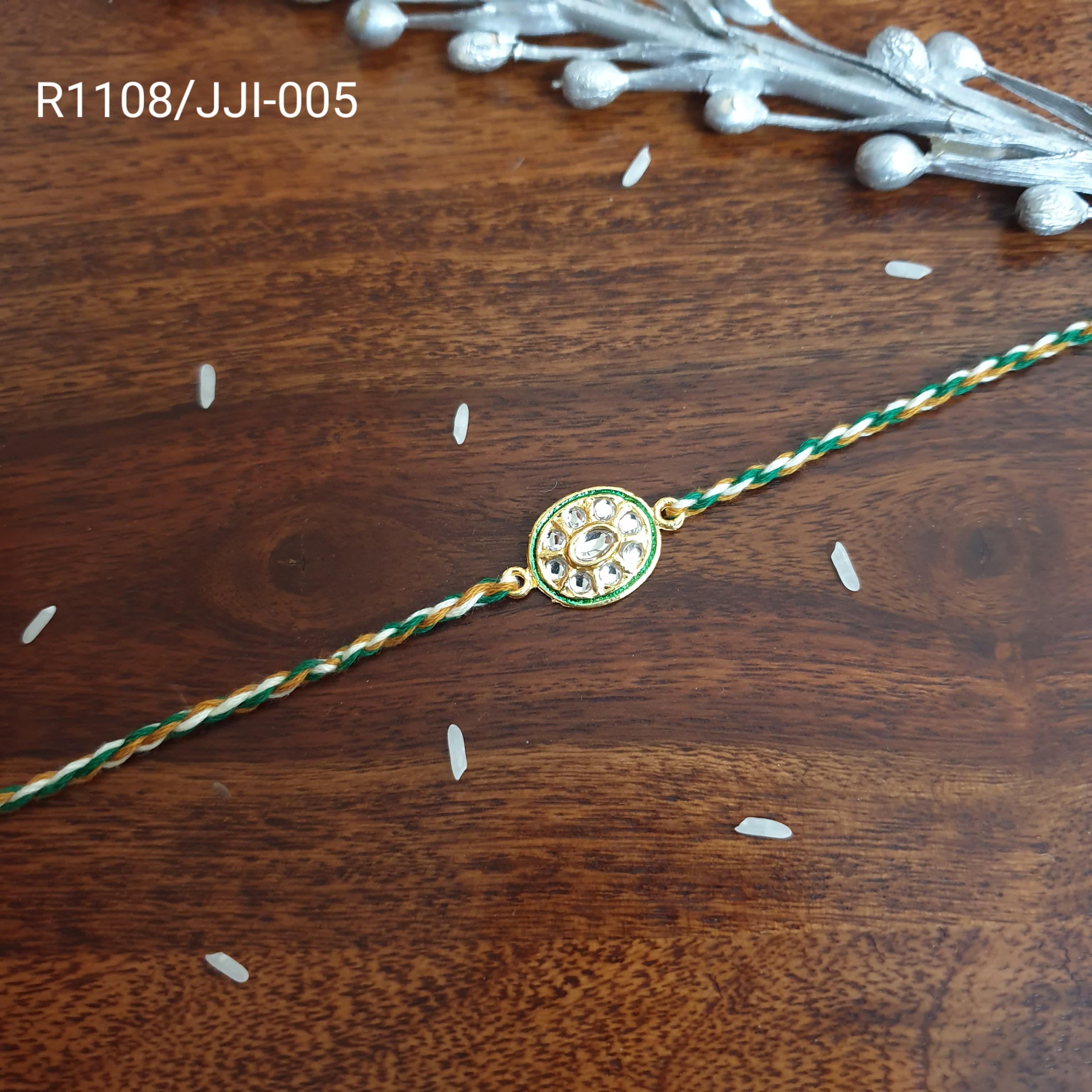 Kundan Green Rakhi (Pack of One)