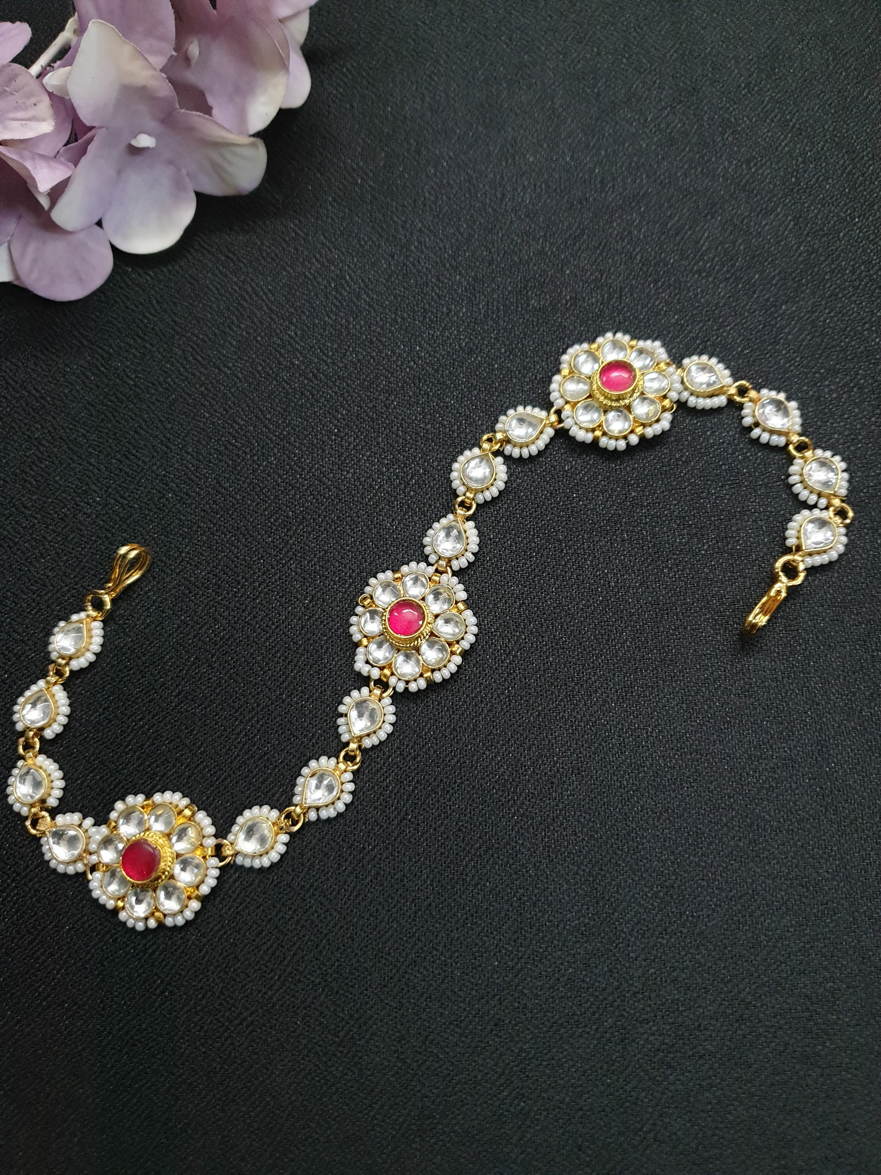 Premium Kundan Small Floral Matha Patti