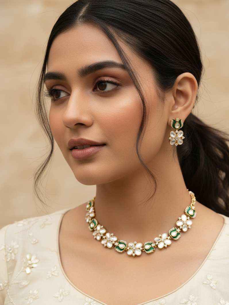 Floral Kundan Polki Necklace