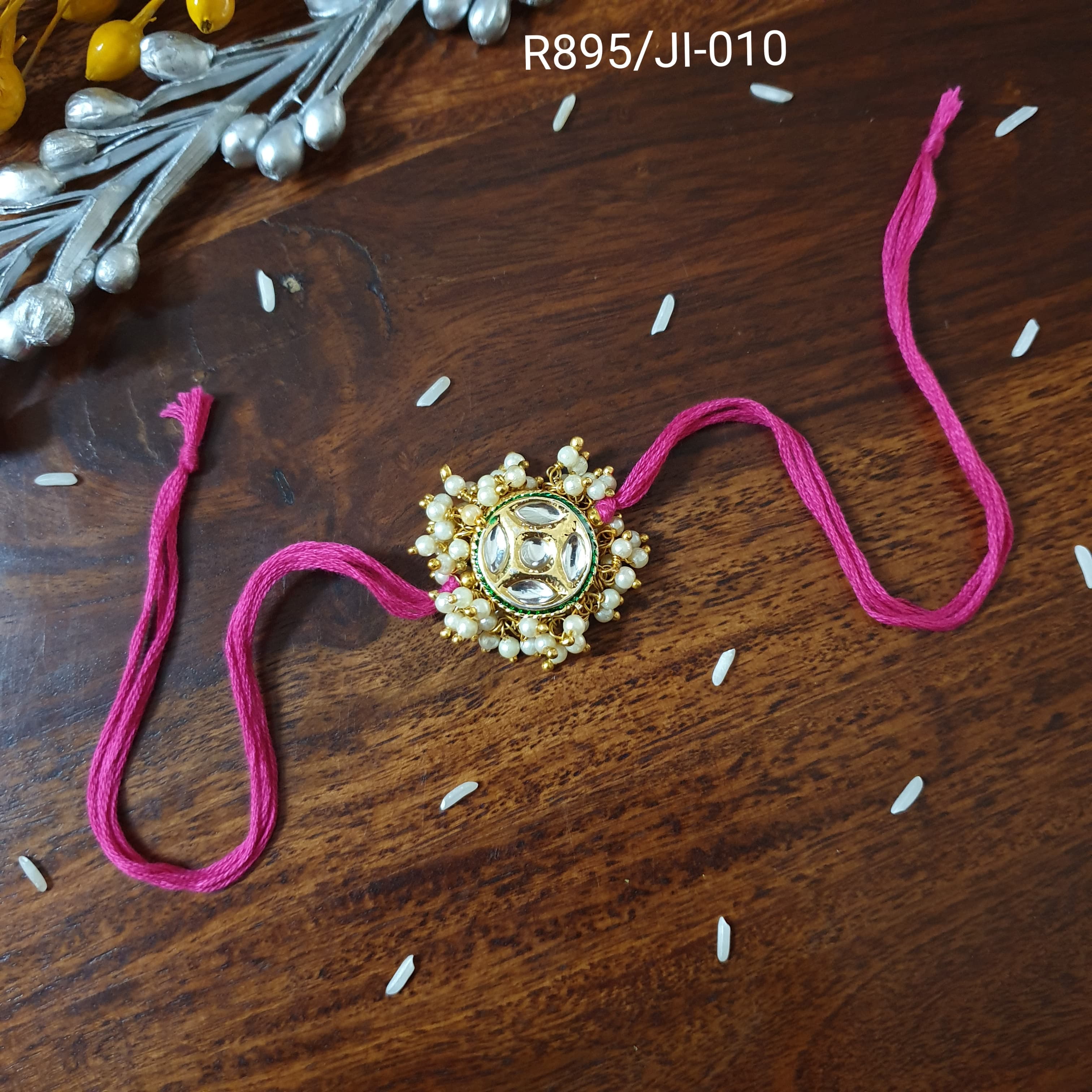 Kundan Pearl Bunch Rakhi (Pack of One)