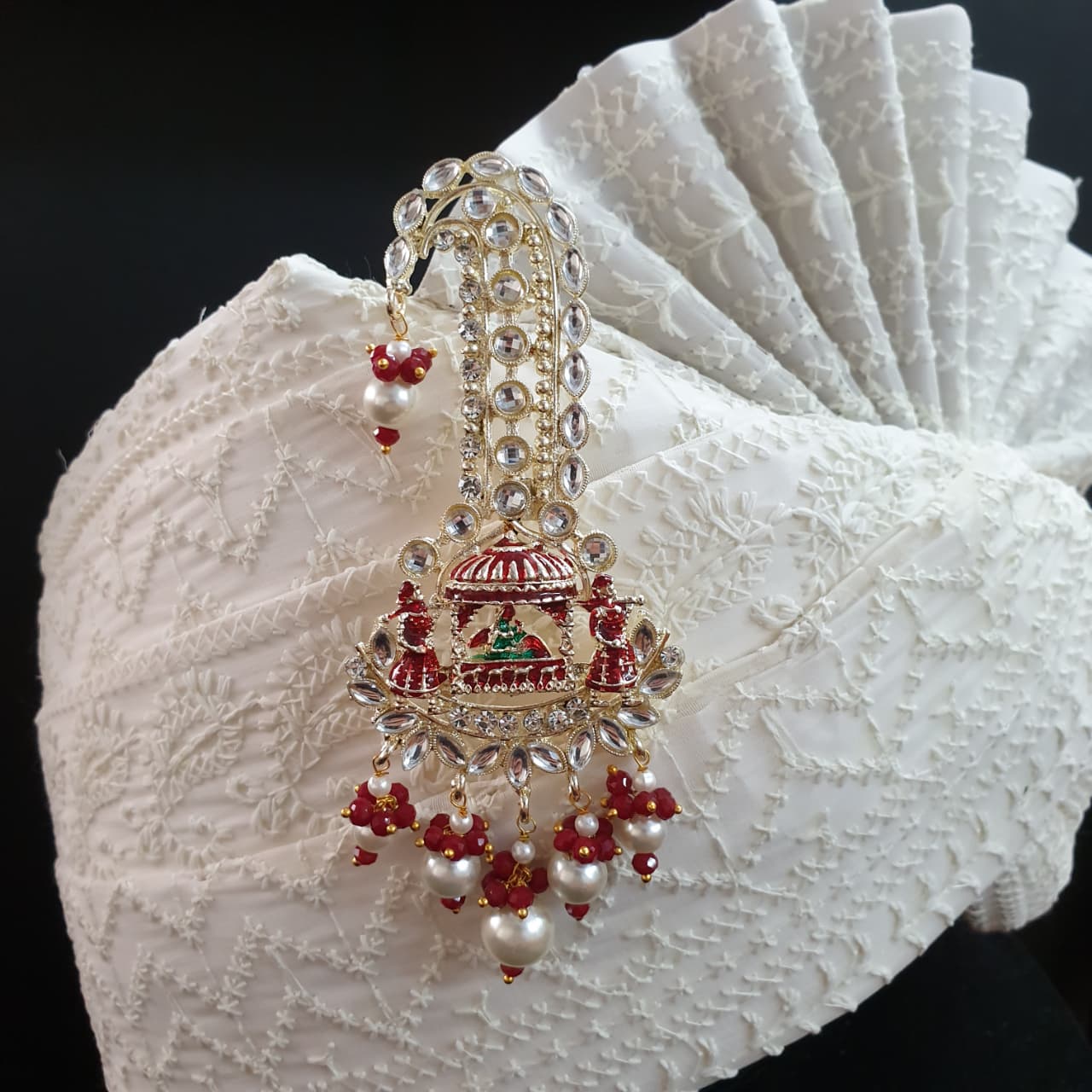 Red Stone Kundan Baraat Kilangi For Wedding