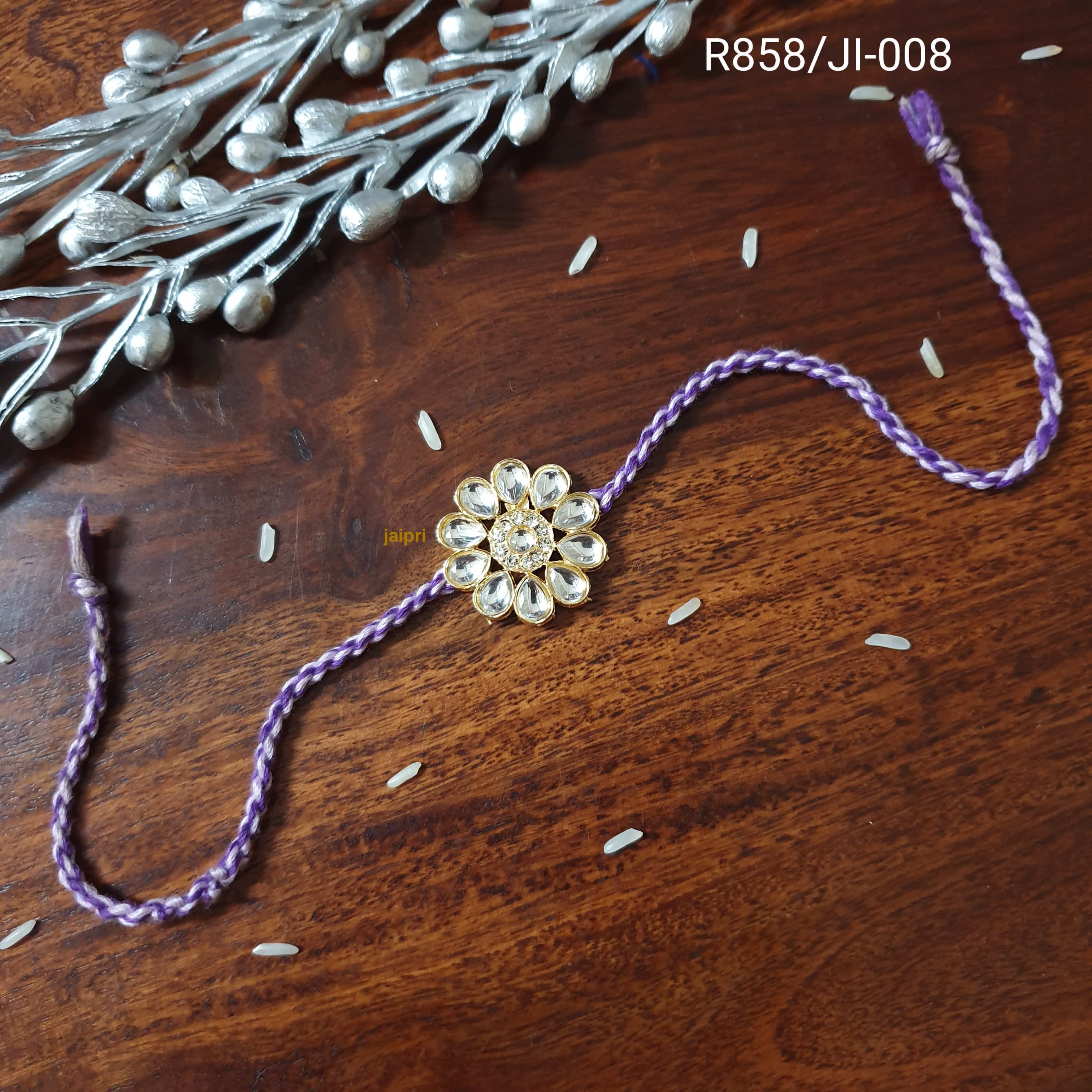 Kundan Stone Floral Rakhi (Pack of One)