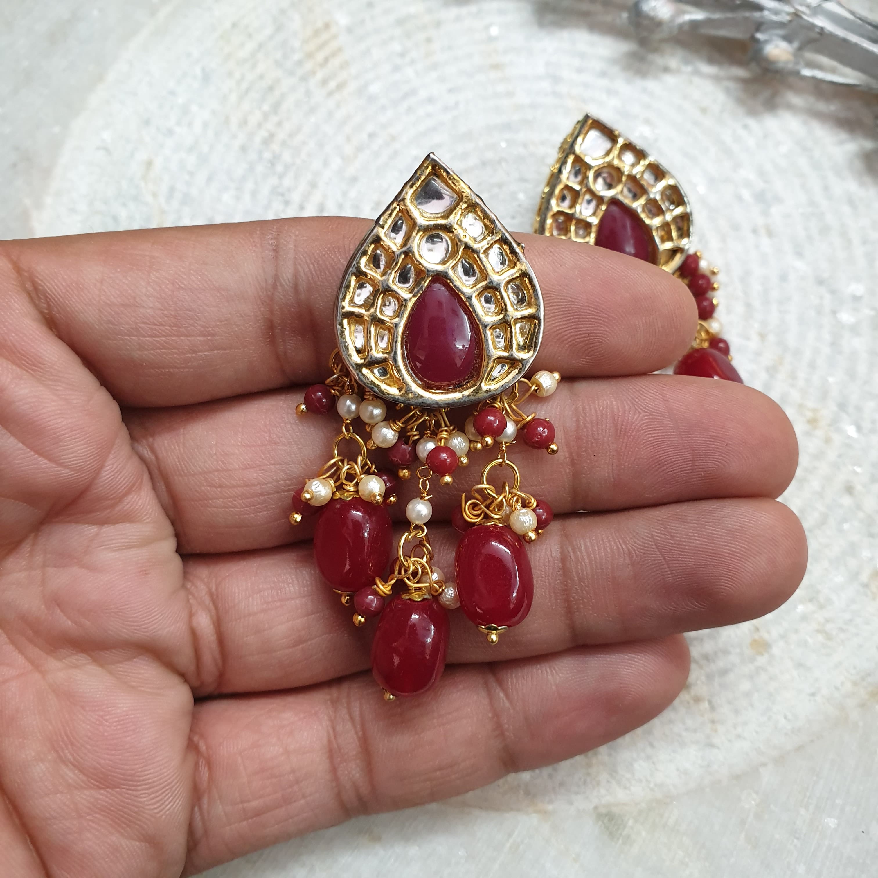 Kundan Red Stone Earrings