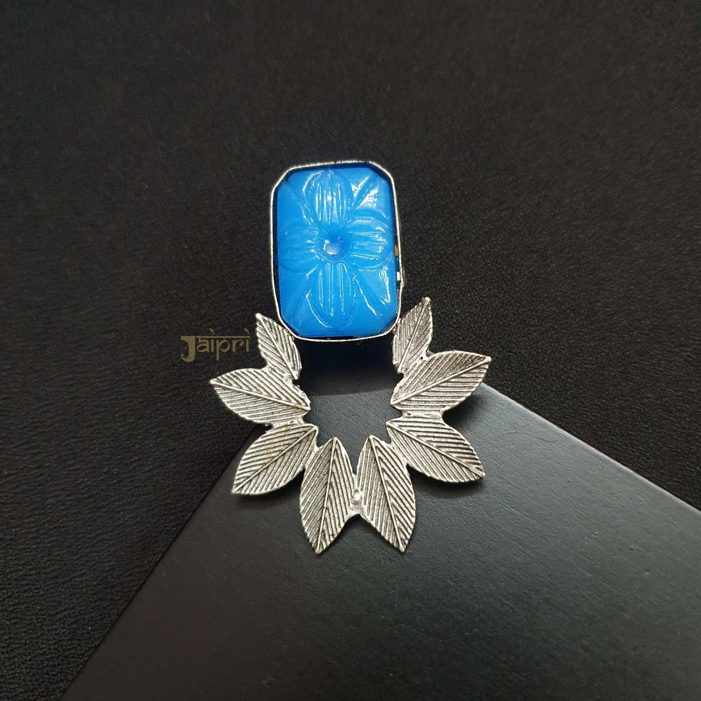 Leaf & floral Design Blue Stone Ring