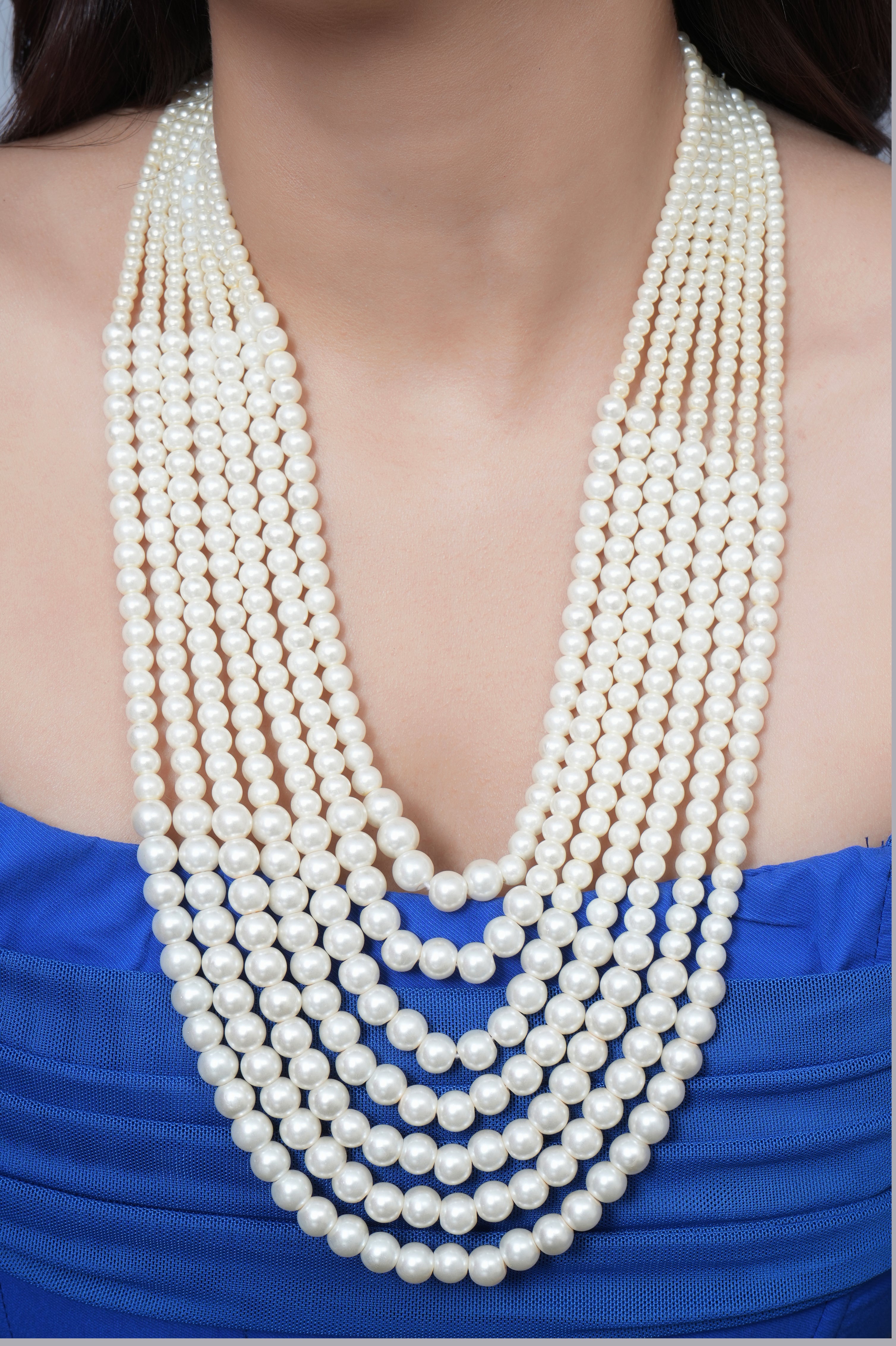 Seven Layered Pearl Long Necklace