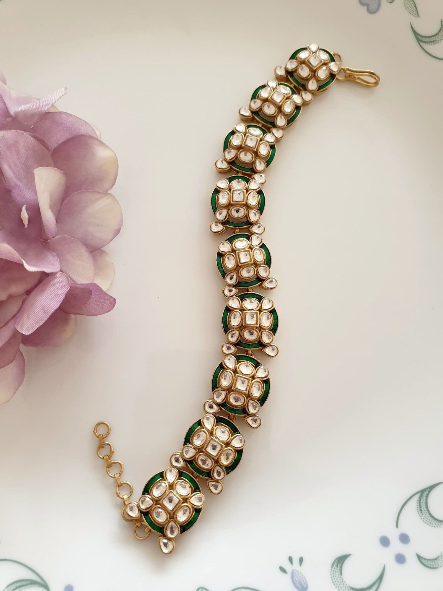 Designer Kundan Polki Stone Adjustable Bracelet