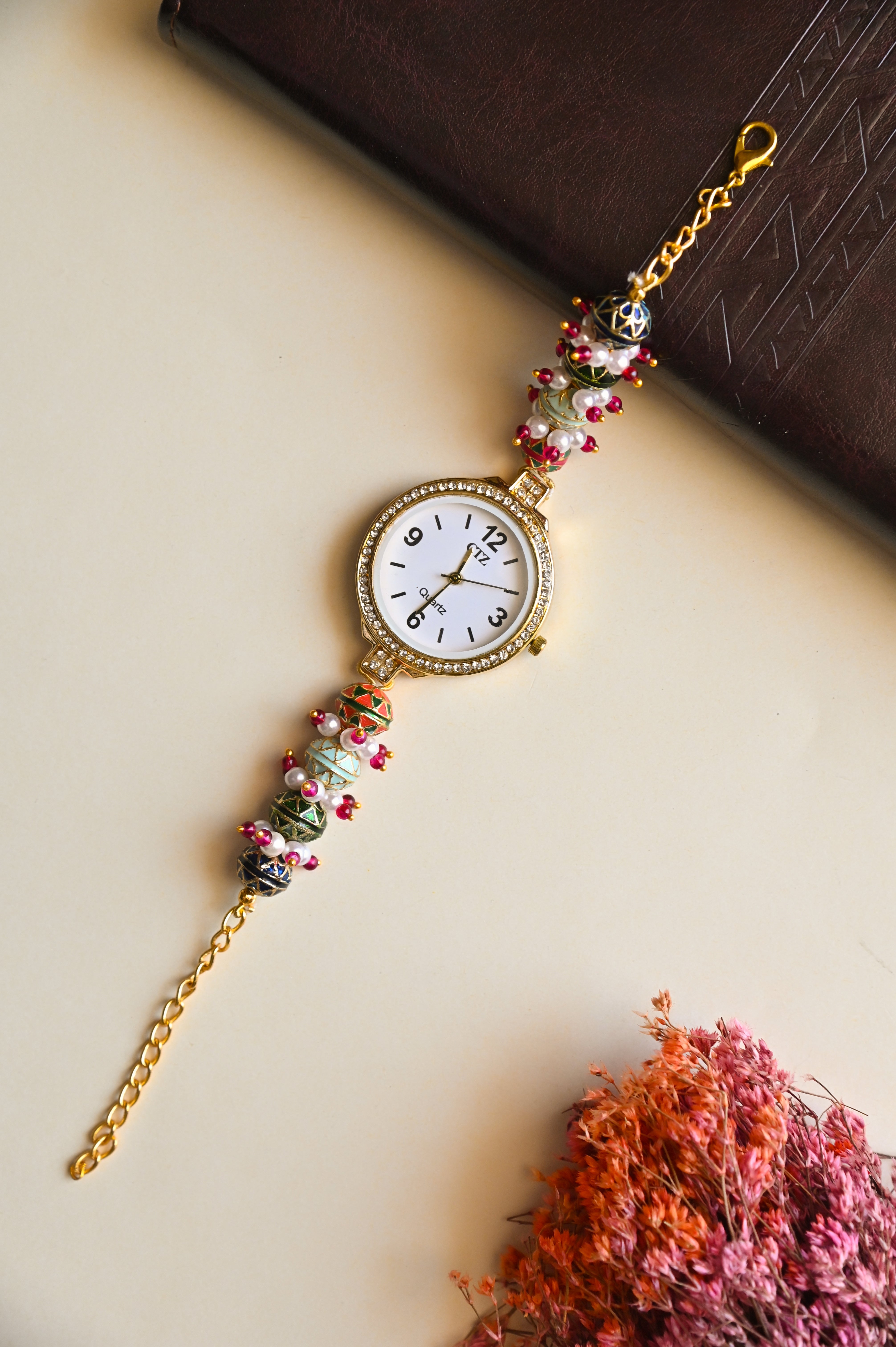 Pearl Meenakari Wrist Watch