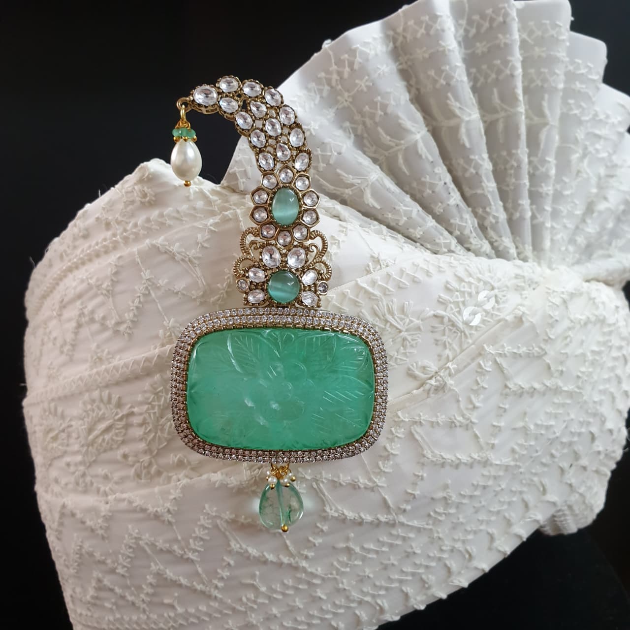 Mint Green Carving Stone Premium Kilangi