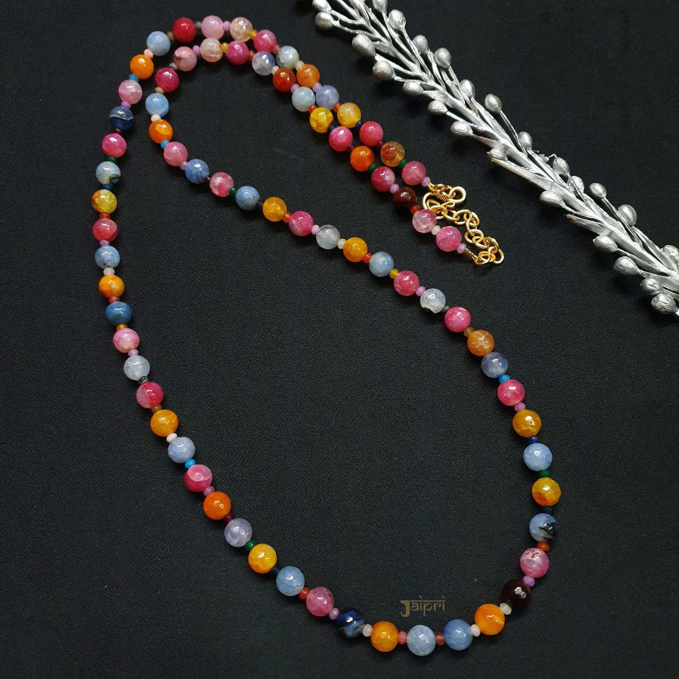 Multicolor Stone Beads Long Necklace