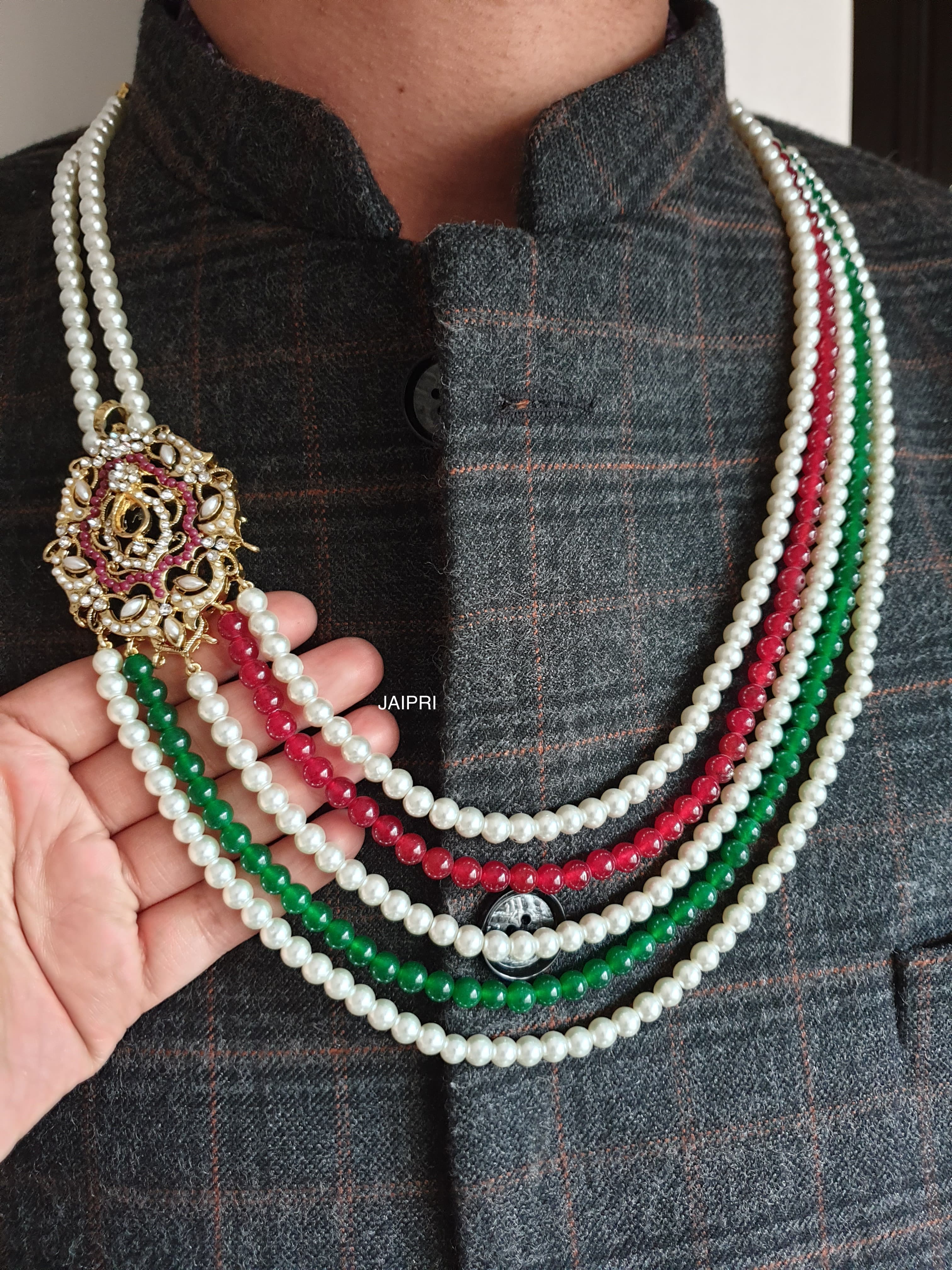 Multi Color Pearl Groom Necklace