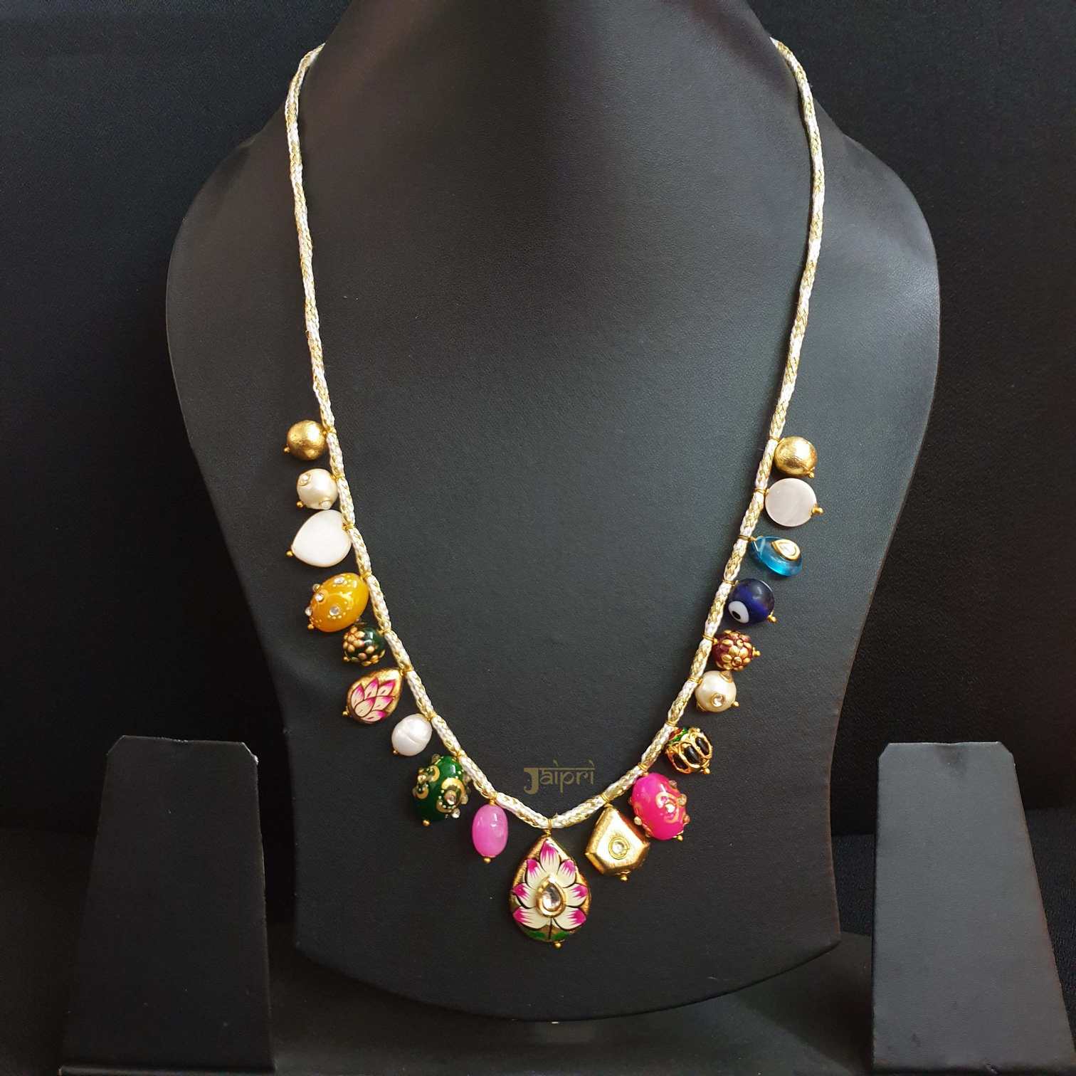 Multicolor Beads Stone Thread Necklace