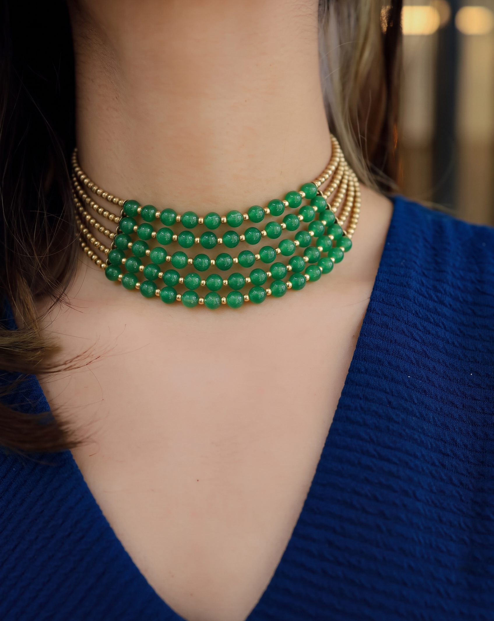 Heena Green Beaded Choker Necklace