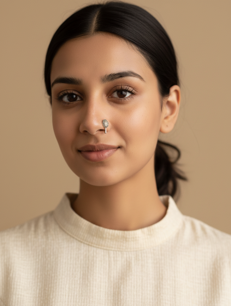 Floral Design Clip On Nose Pin Freesize