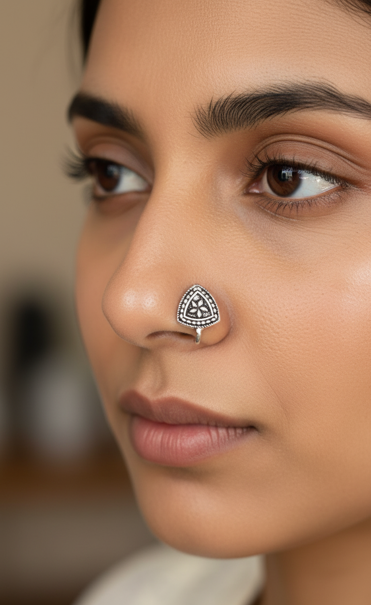 Triangle Design Clip On Nose Pin