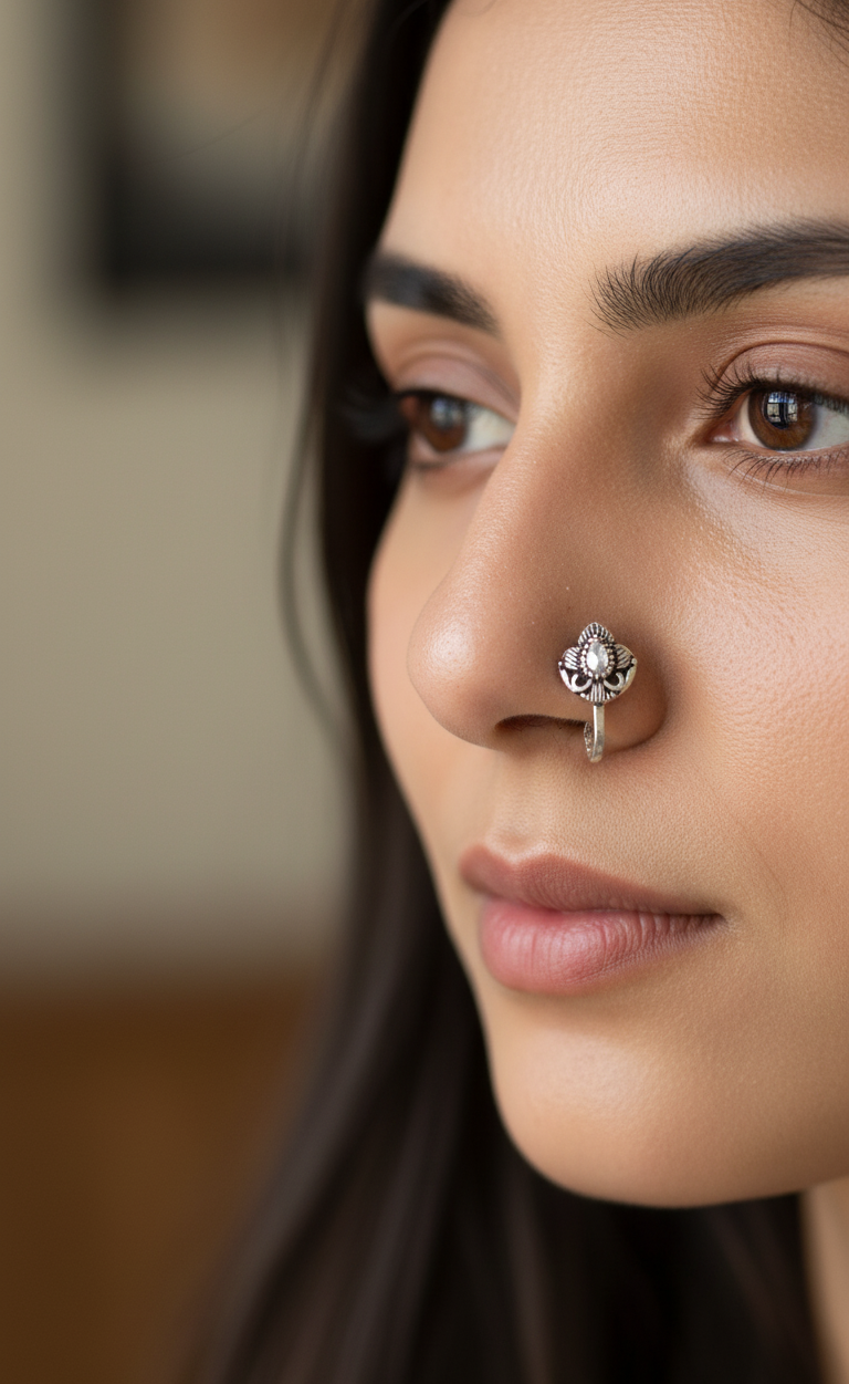Designer Tear-Drop Clip On Nose Pin