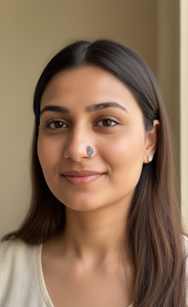 Floral Leaf Design Adorable Clip On Nose Pin
