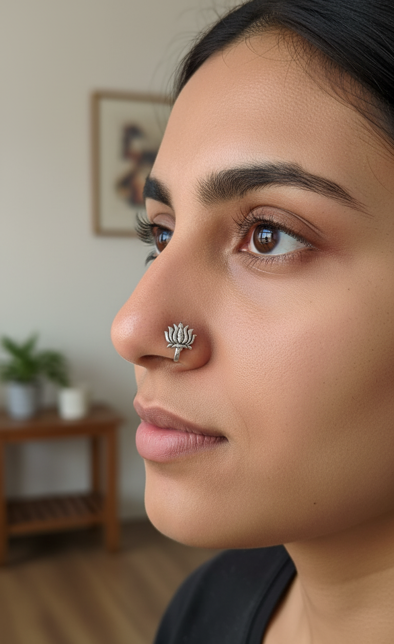 Lotus Design Clip On Nose Pin
