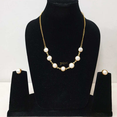Pearl Beads Stone Beautiful Gold Necklace With Earrings