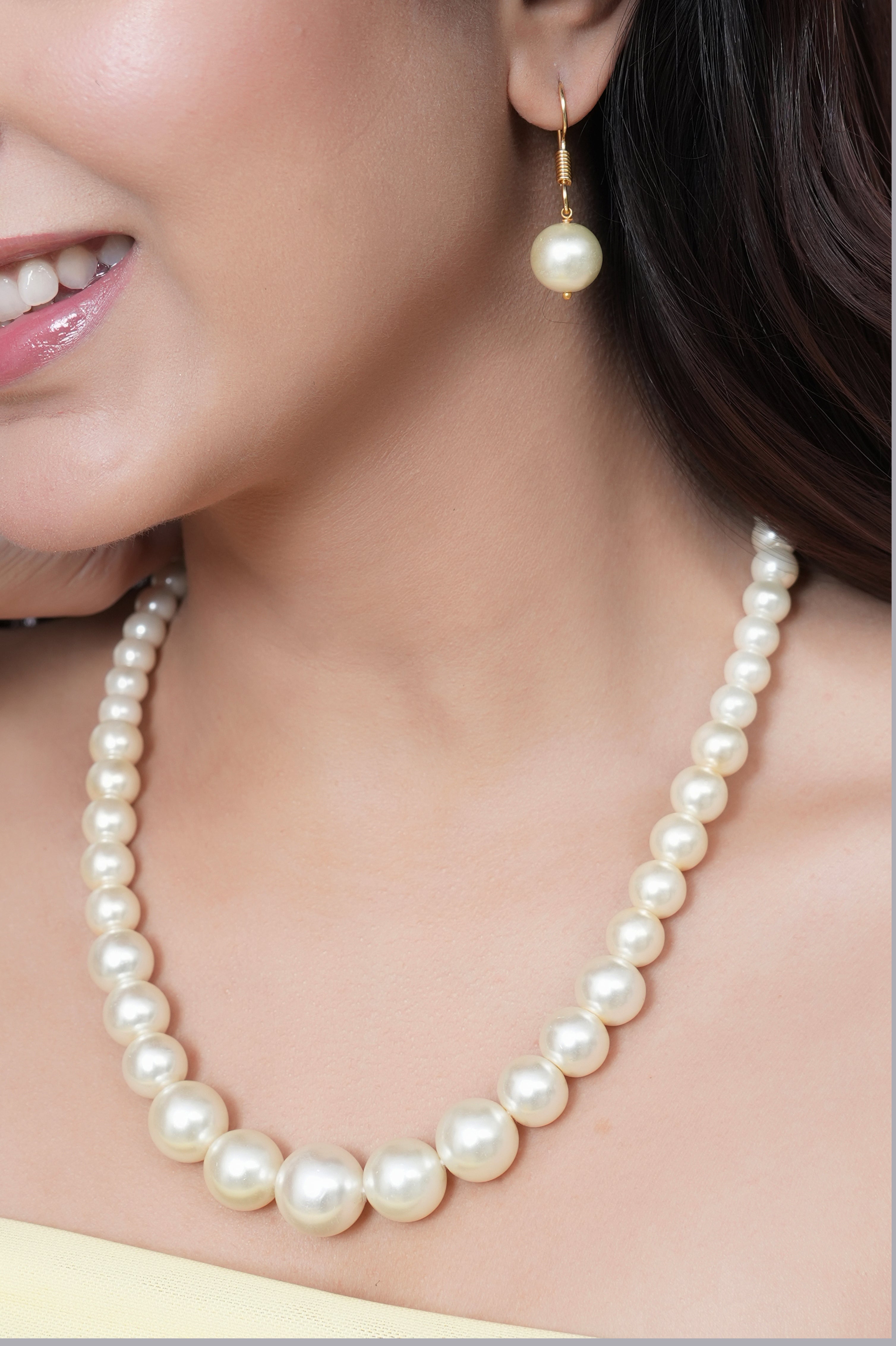 Adorable Premium Pearl Beads Necklace With Earrings