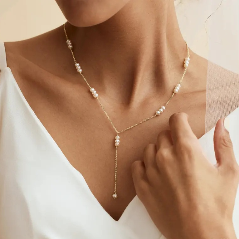 Handmade Real Pearl Y 925 Silver Necklace