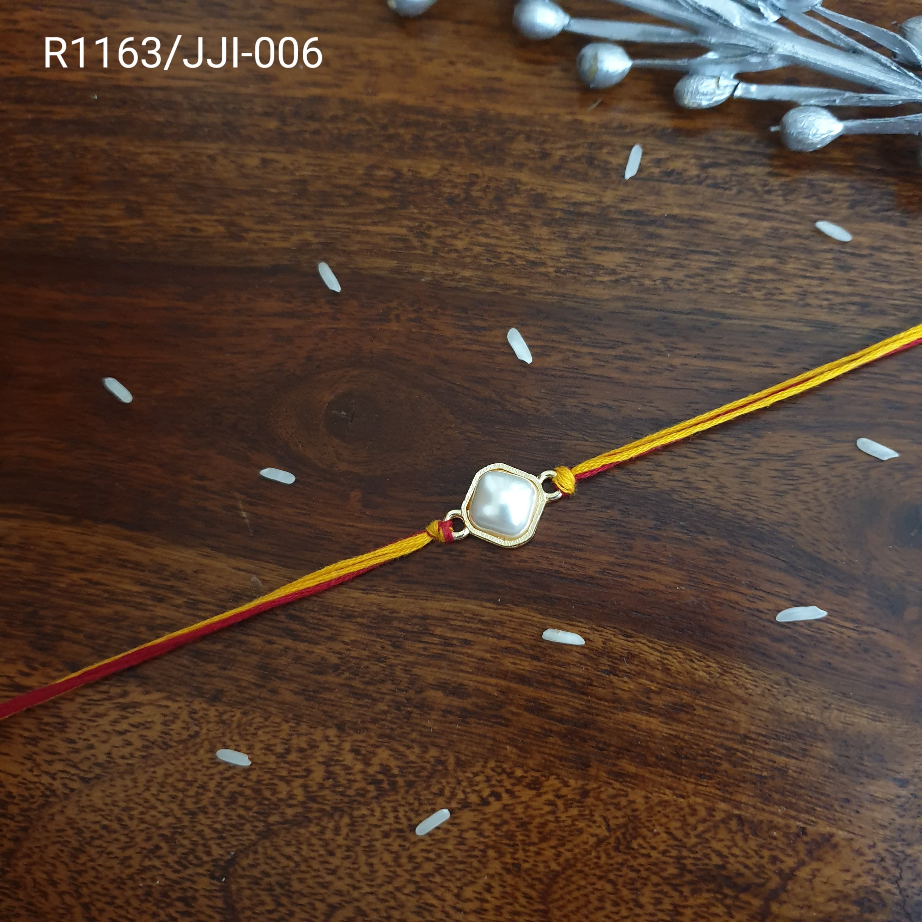 Square Pearl Rakhi For Rakshabandhan (Pack of One)