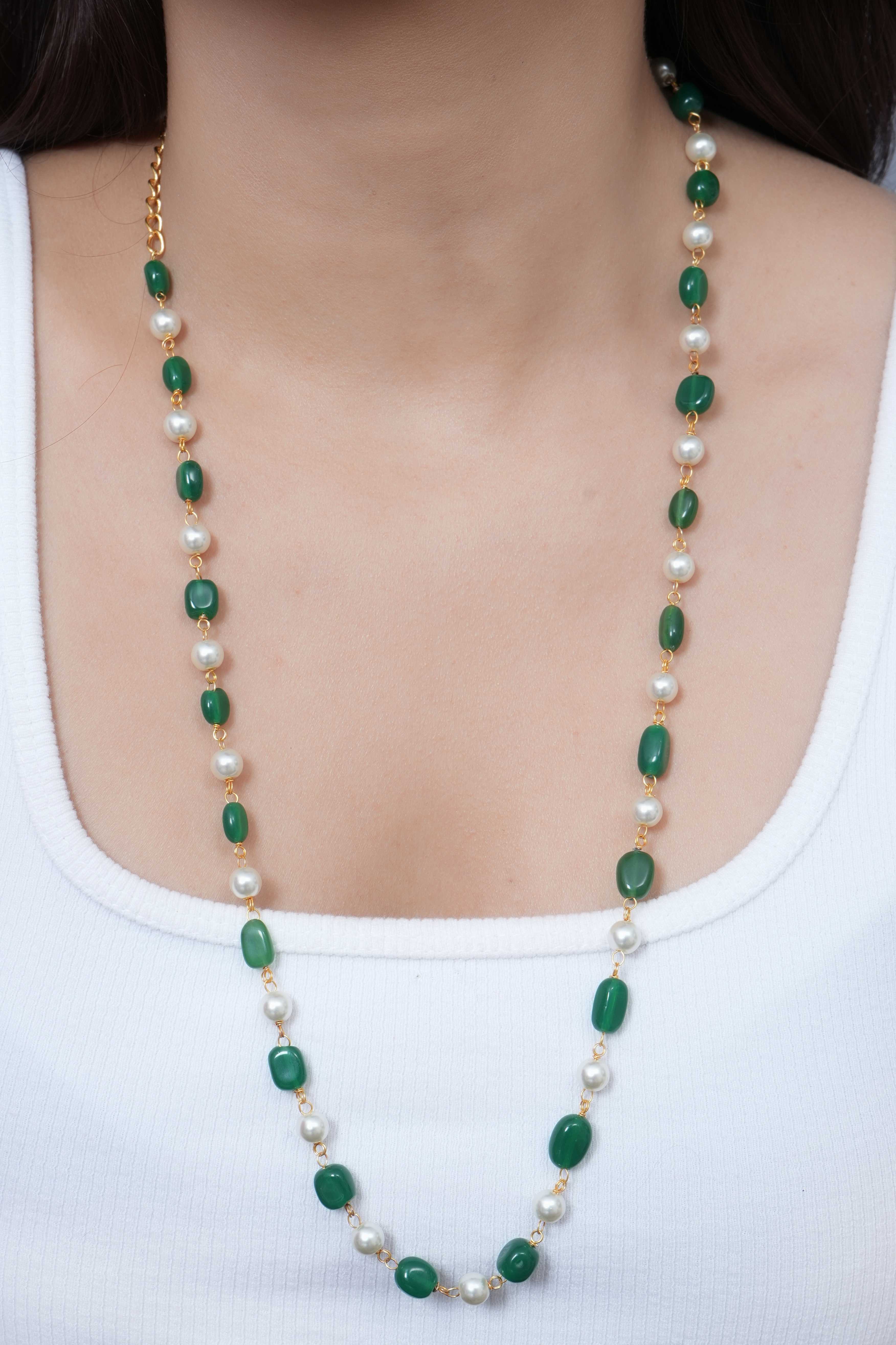 Green Pearl Small Beaded Necklace