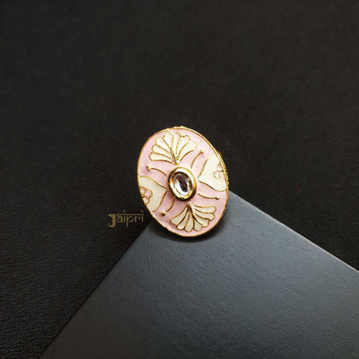 Floral Light Pink Meenakari Ring
