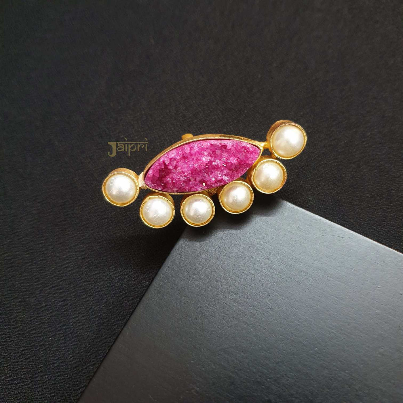 Adorable Pink Eye & Pearl Stone Ring