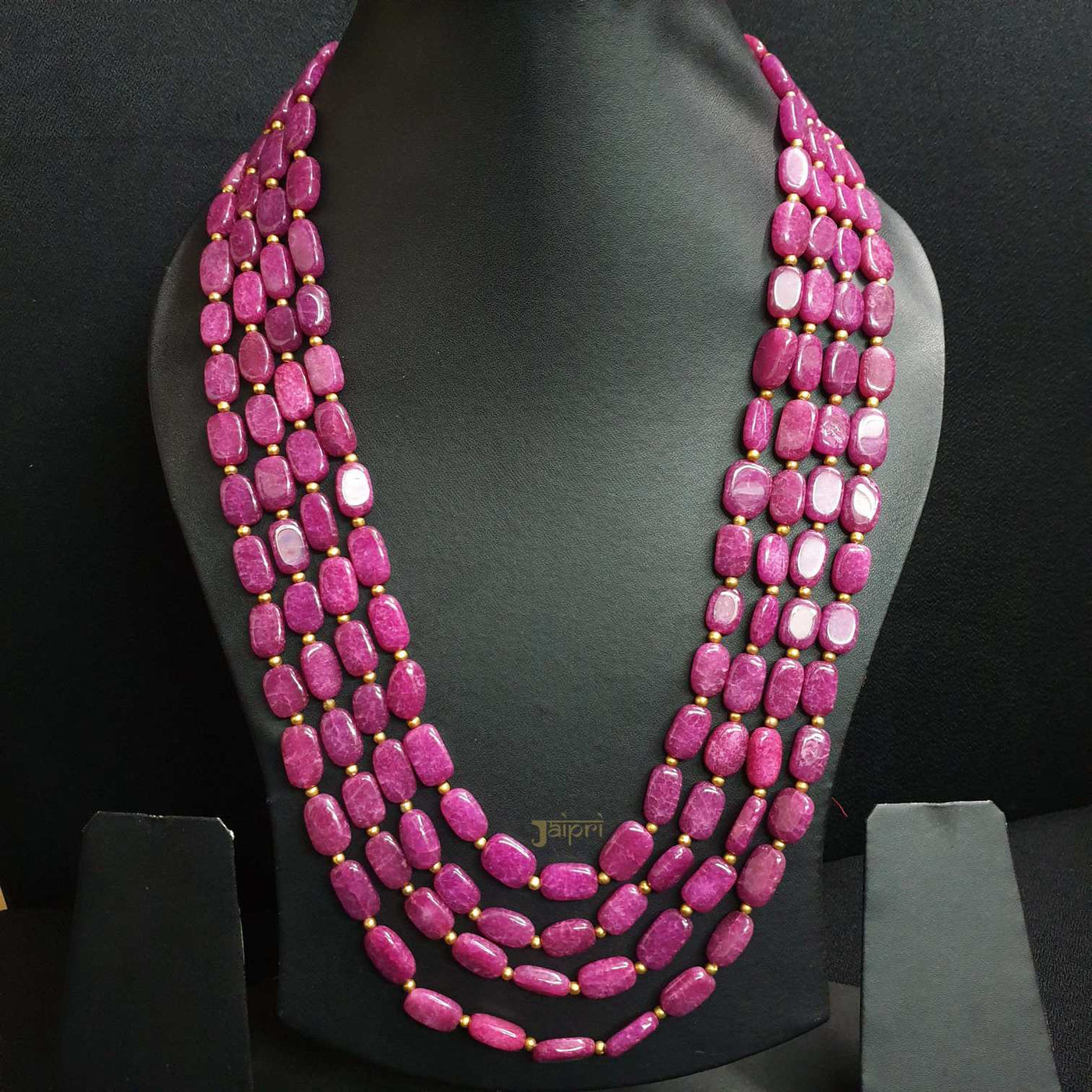 Multilayered Pink Beads Stone Necklace