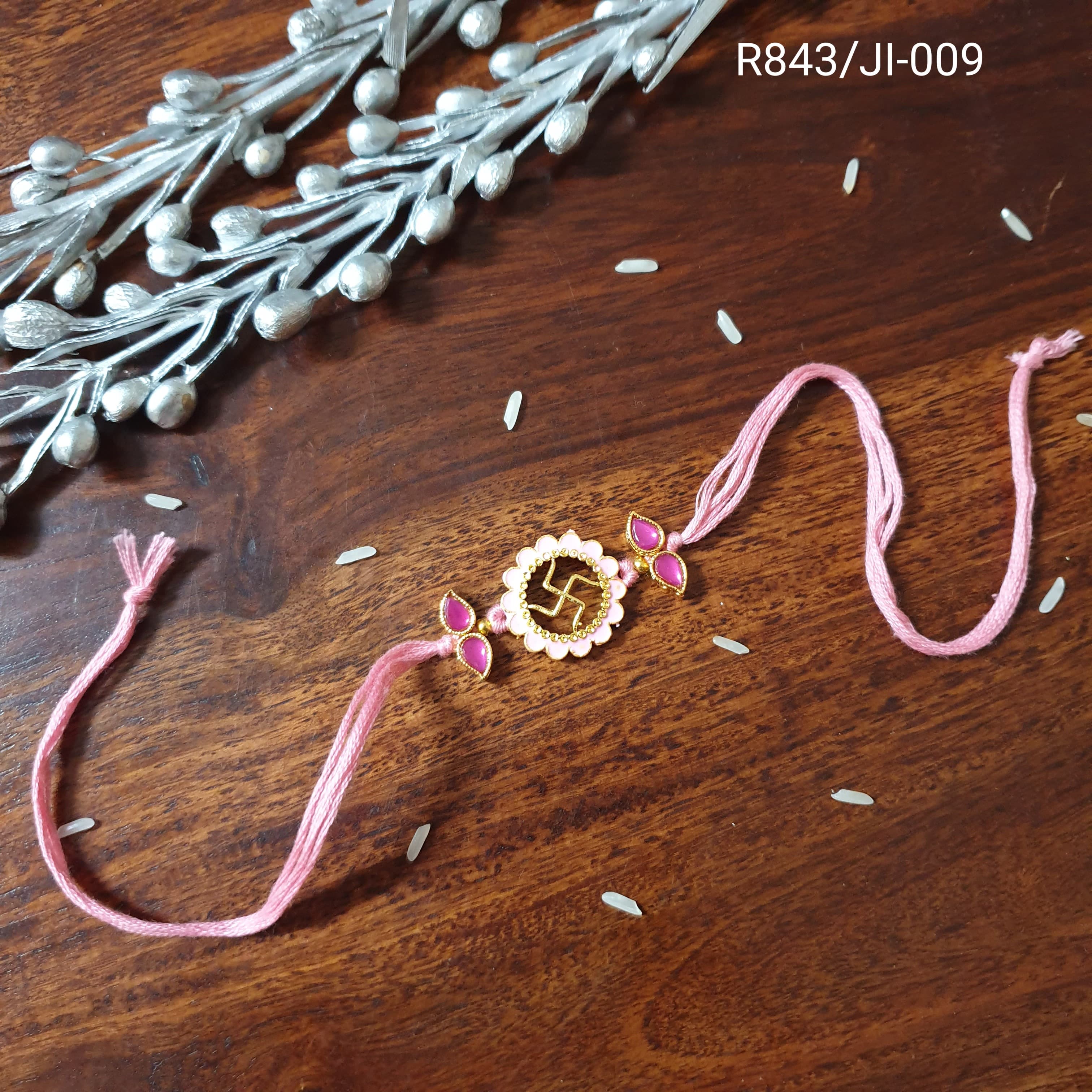 Pink Swastik Rakhi (Pack of One)