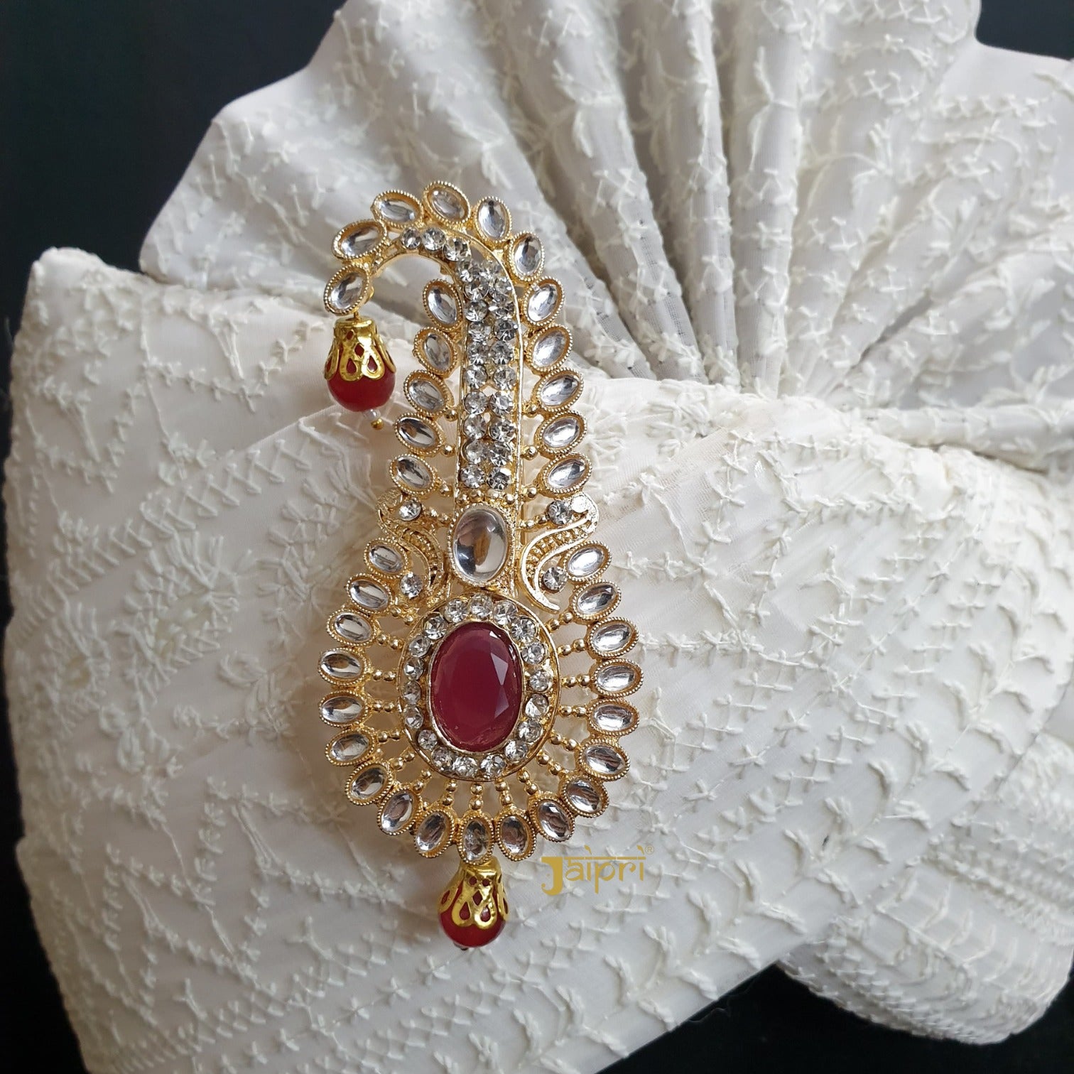 Traditional Ruby Stone Studded Kalangi For Groom