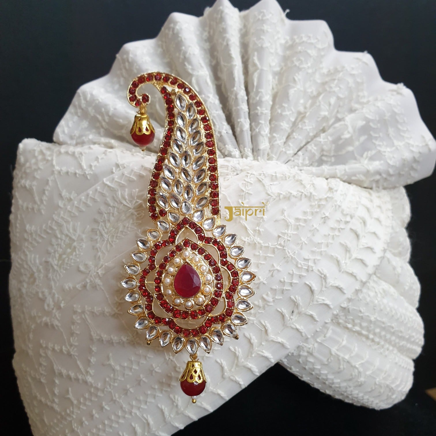 Gold Plated Kundan Polki And Ruby Beaded Kalangi