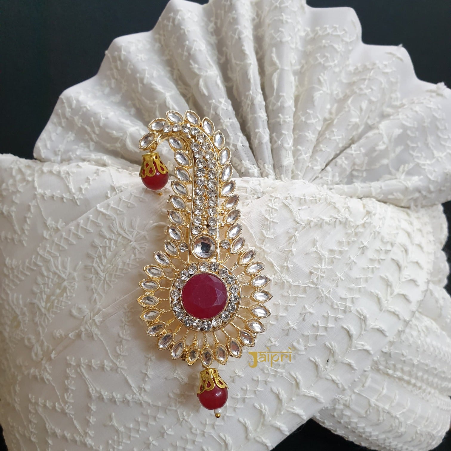 Red Gold Plated Kundan Kalingi