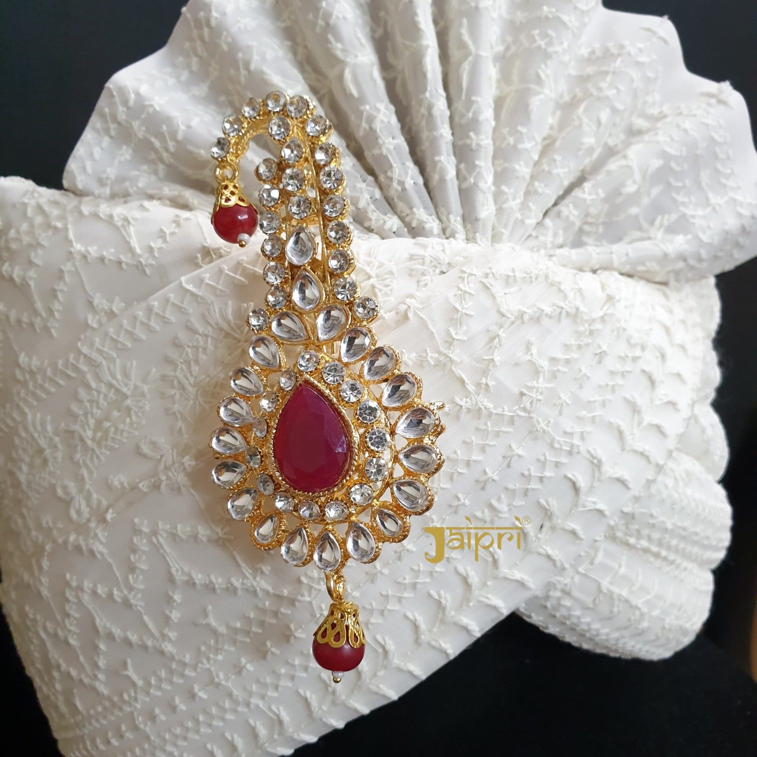 Red Jadau Kundan Kalangi For Groom