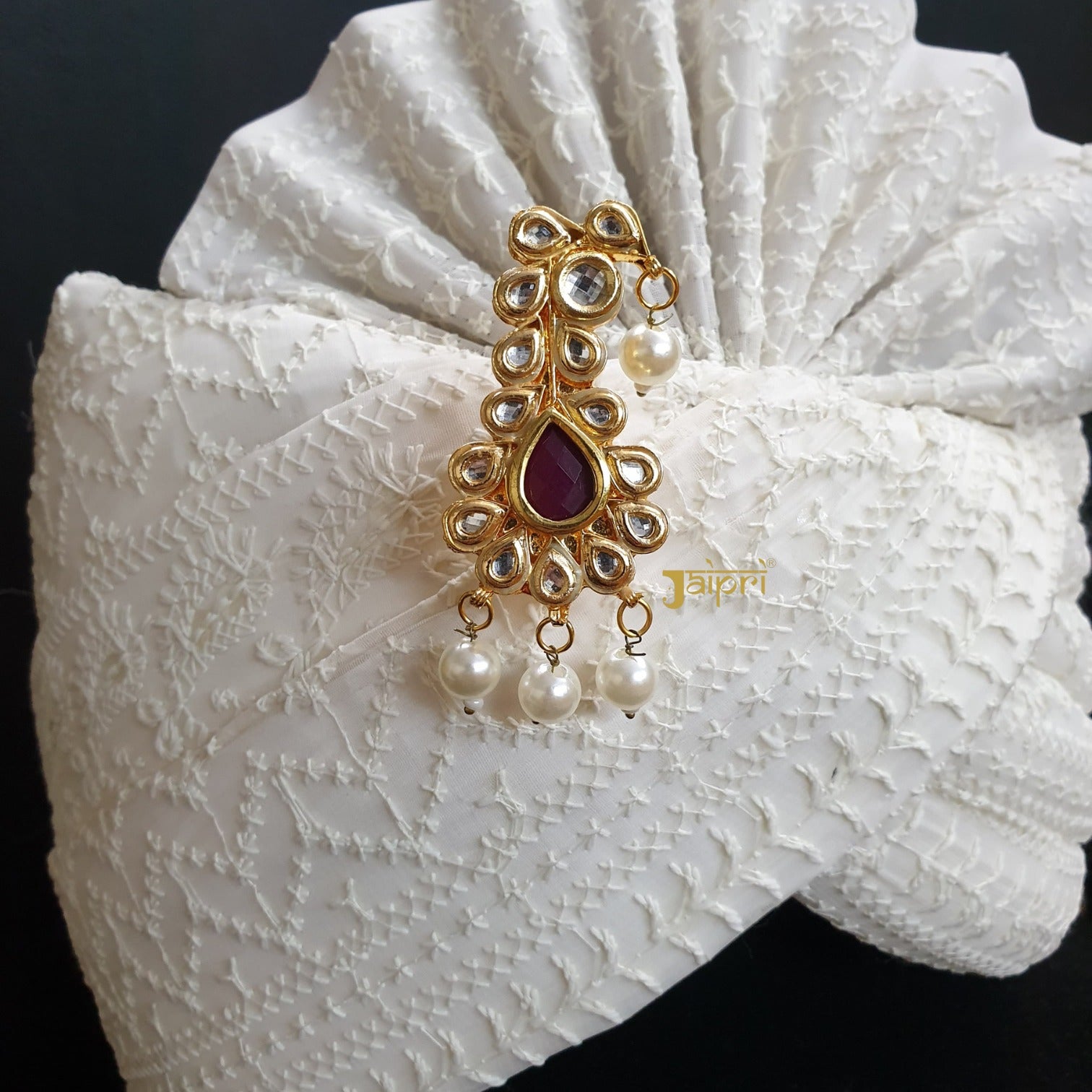 Gold Plated Kundan Polki And Ruby Beaded Kalangi