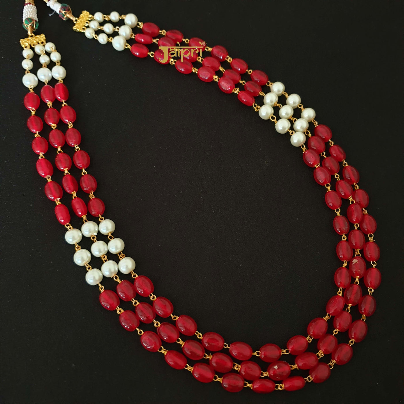 Three Layered Red And Green Groom Necklace