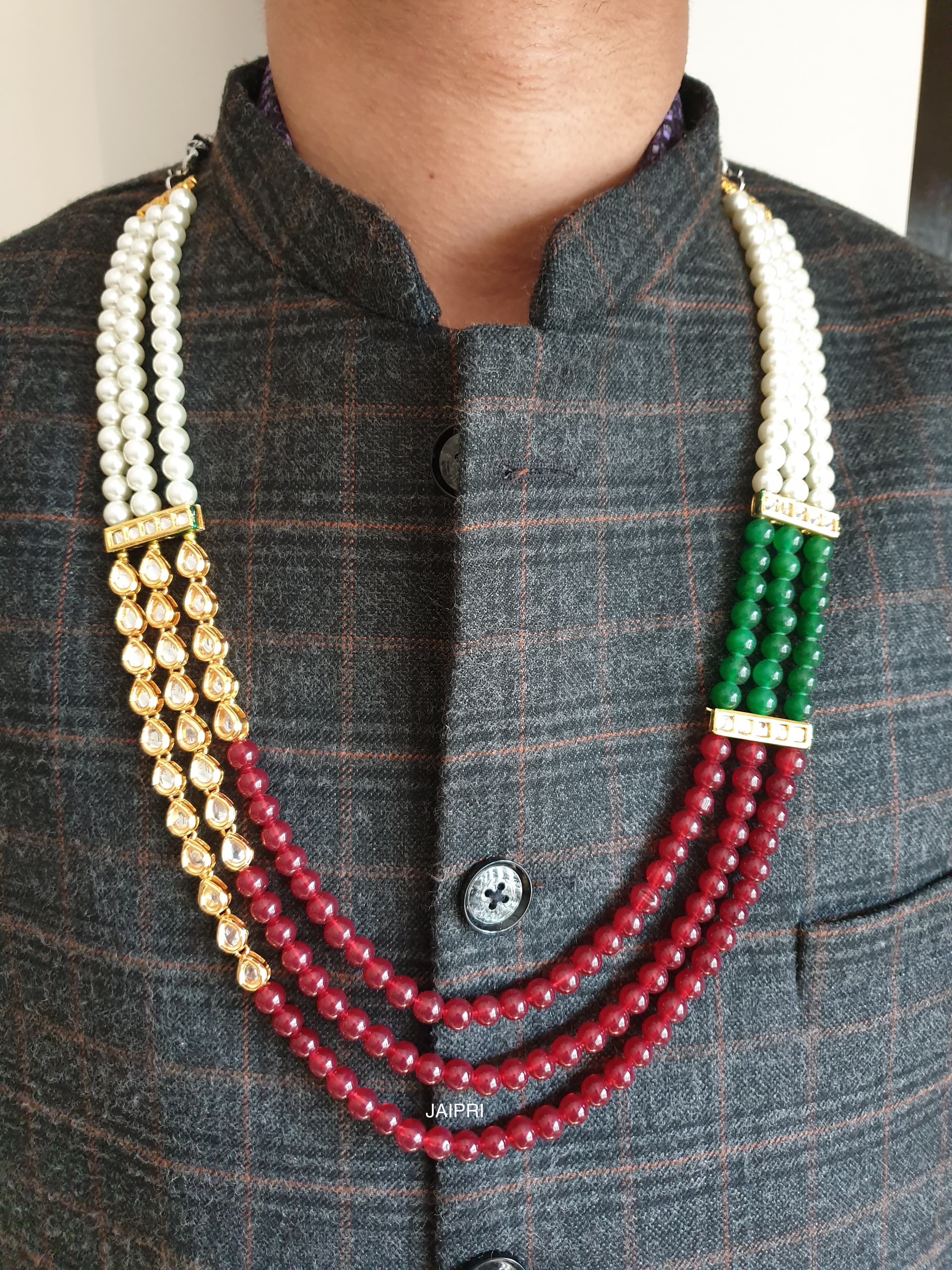 Five Layered Stone Beads Groom Necklace
