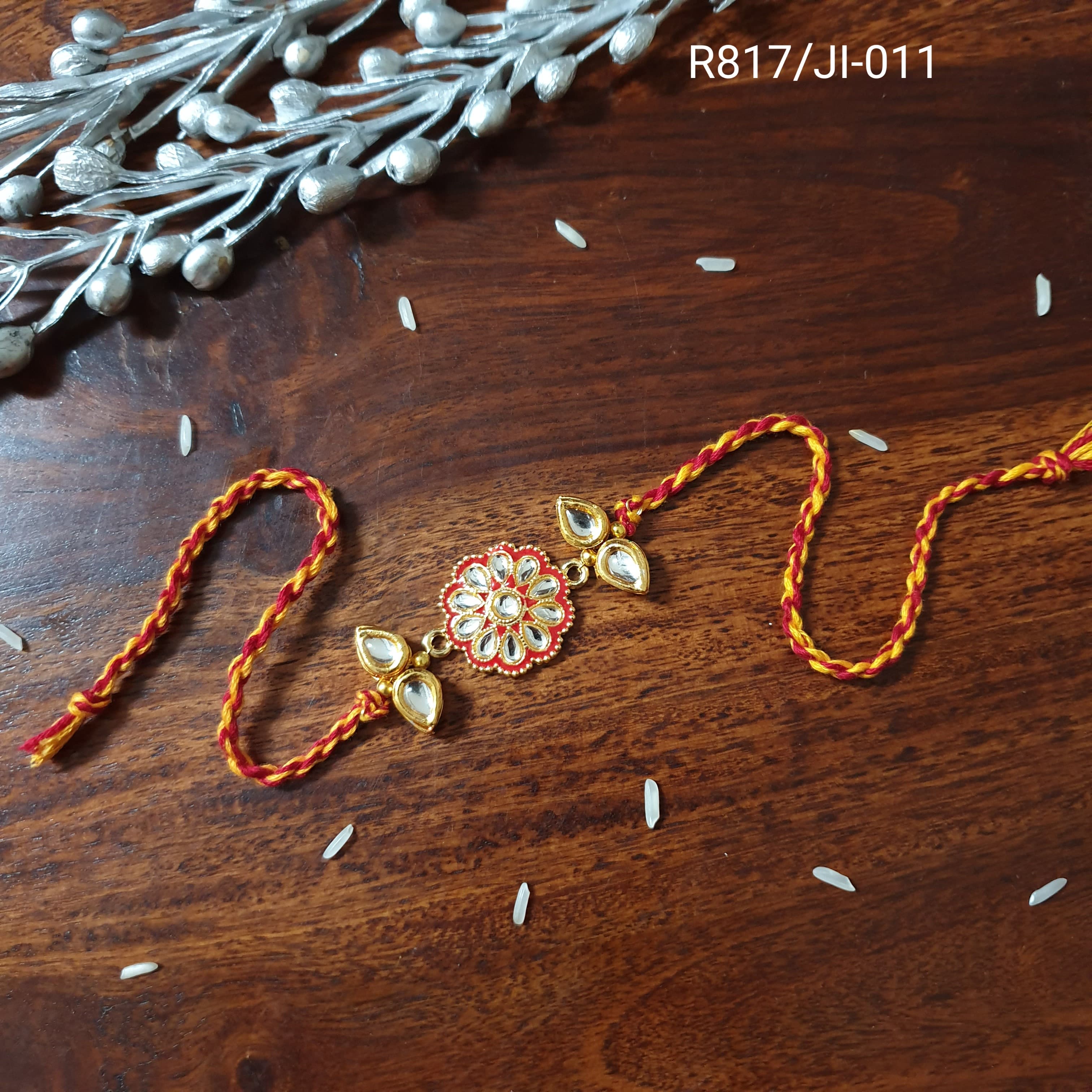 Red Kundan Rakhi (Pack of One)