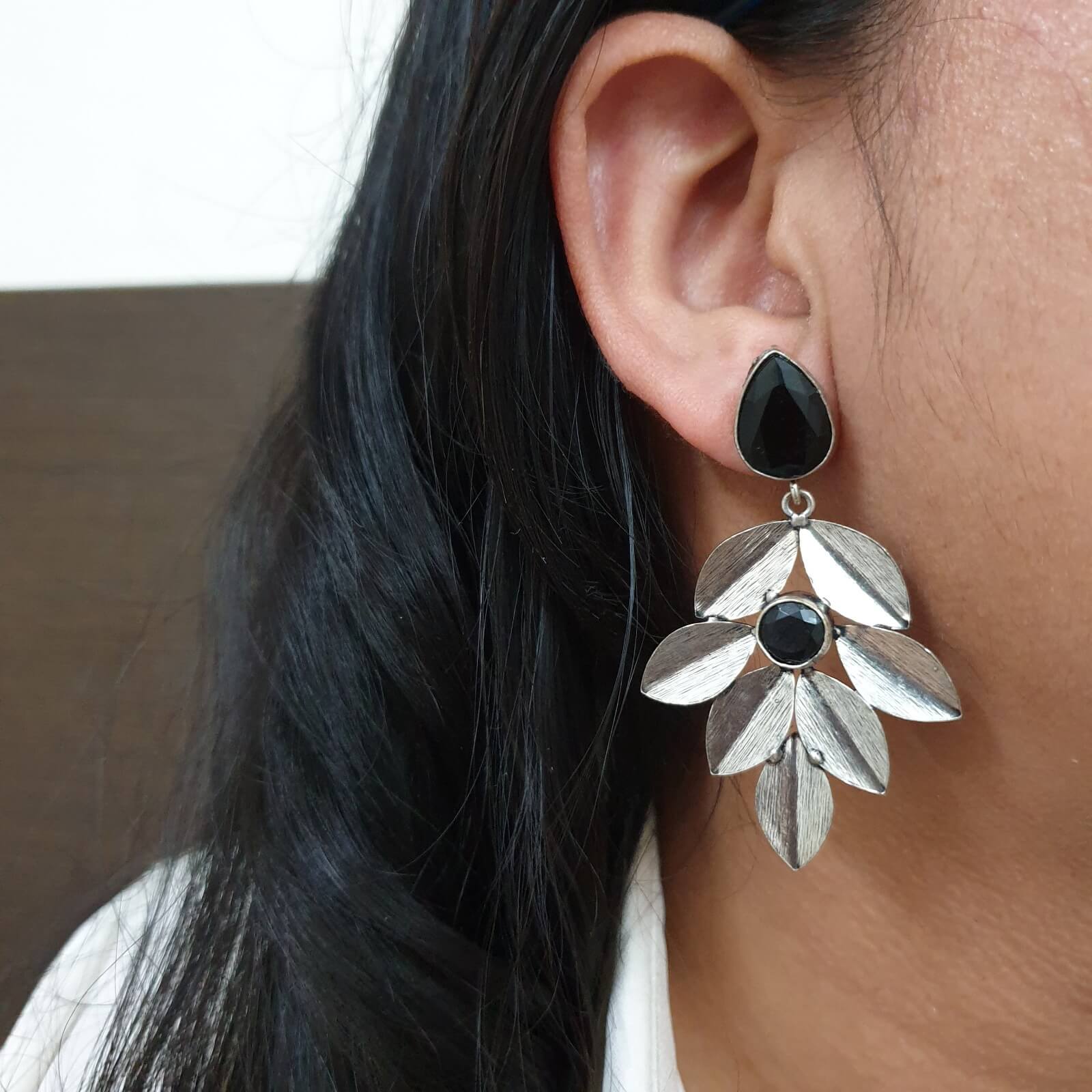 Tear-Drop Leaf Design Oxidised Earrings