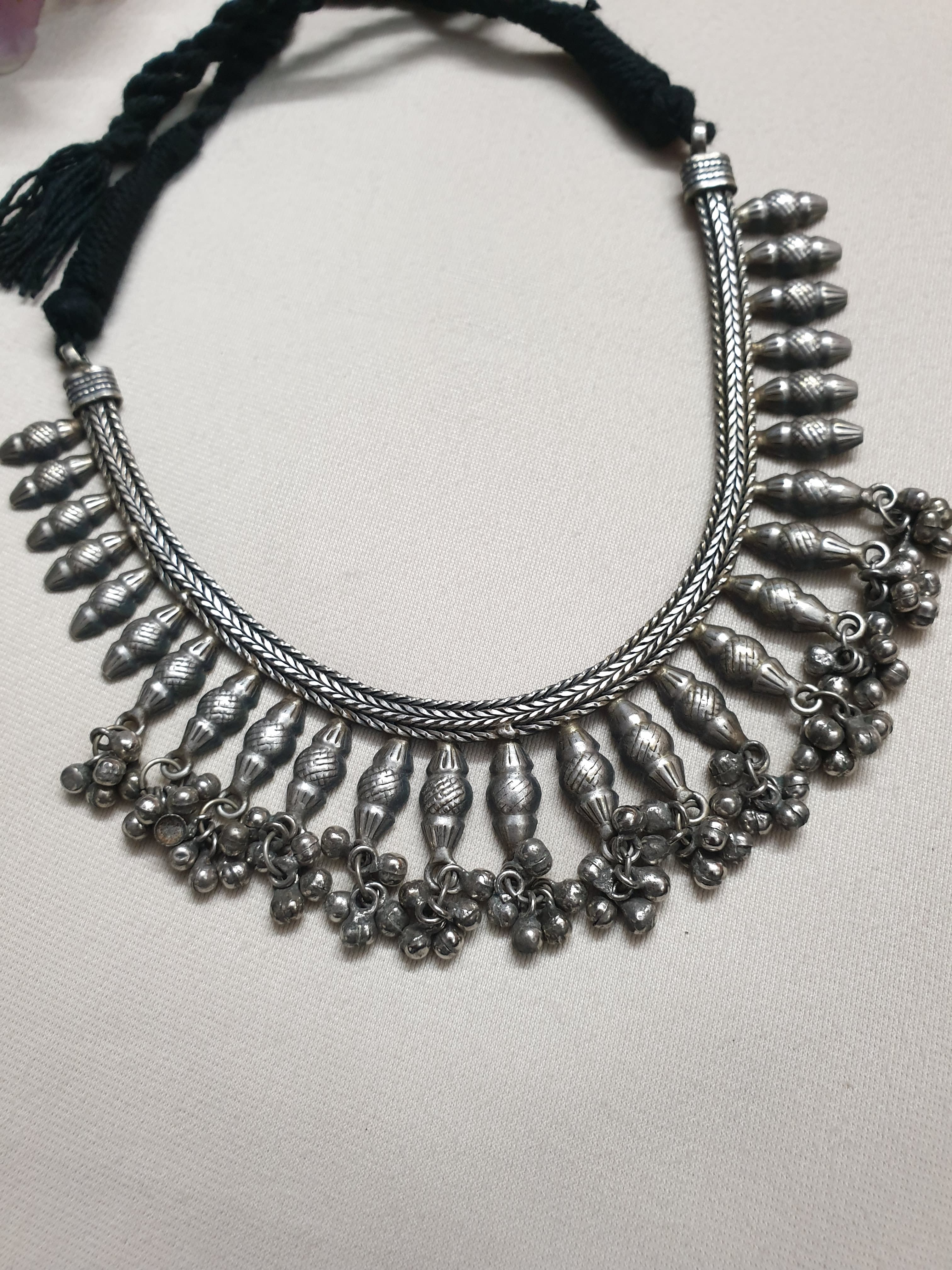 Oxidised Silver LookaLike Ghungroo Necklace