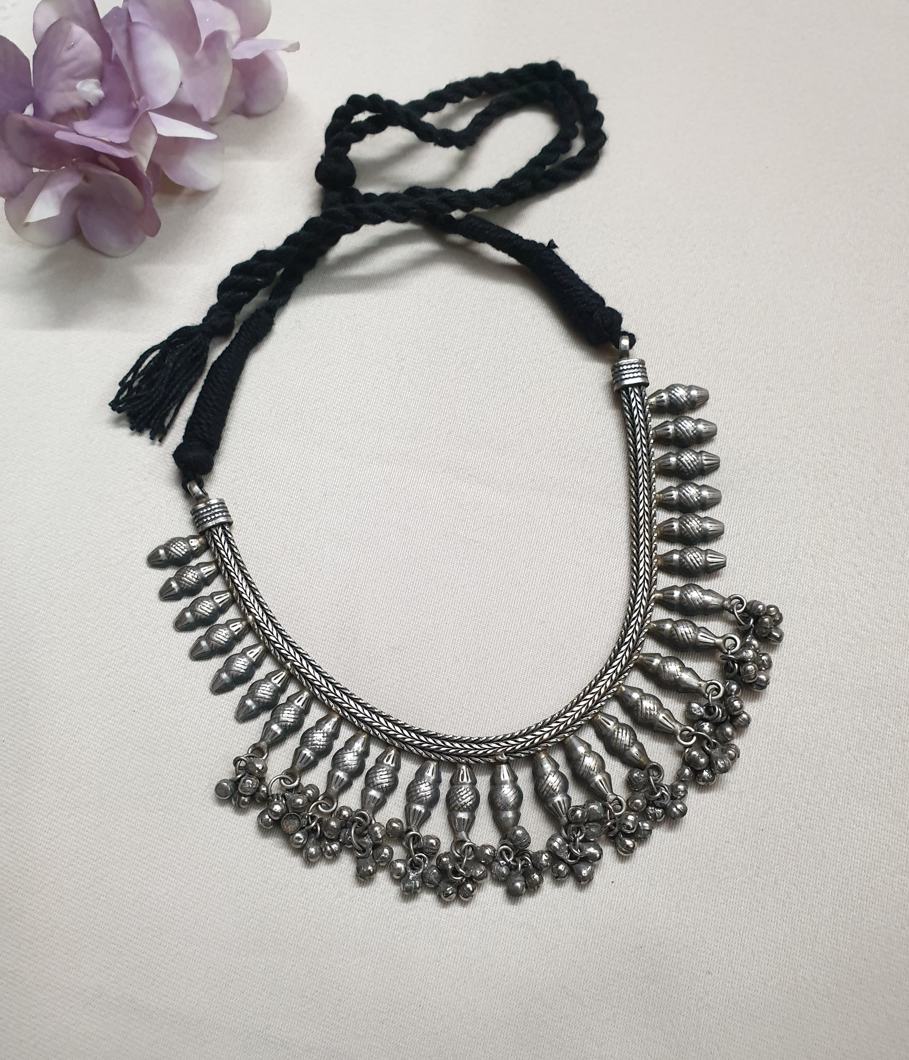 Oxidised Silver LookaLike Ghungroo Necklace