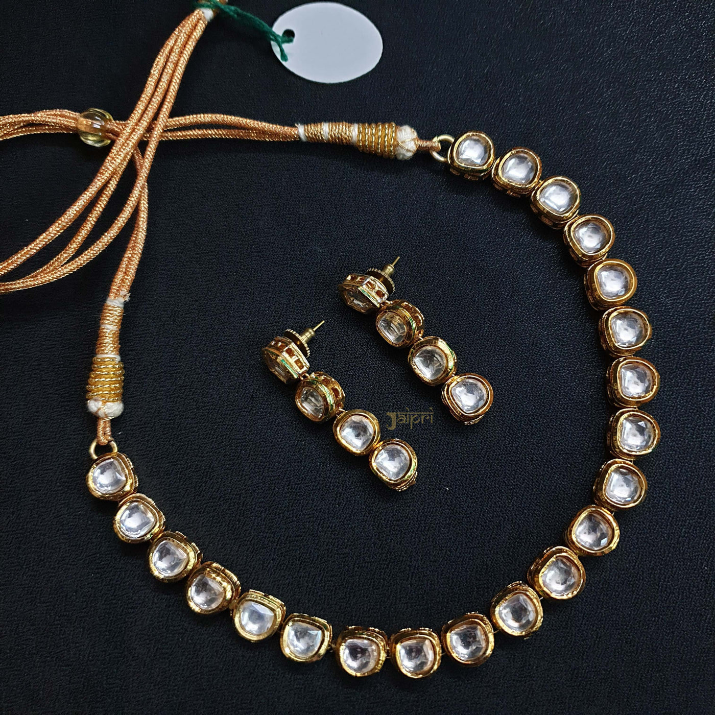 Simple Kundan Necklace Set With Earrings
