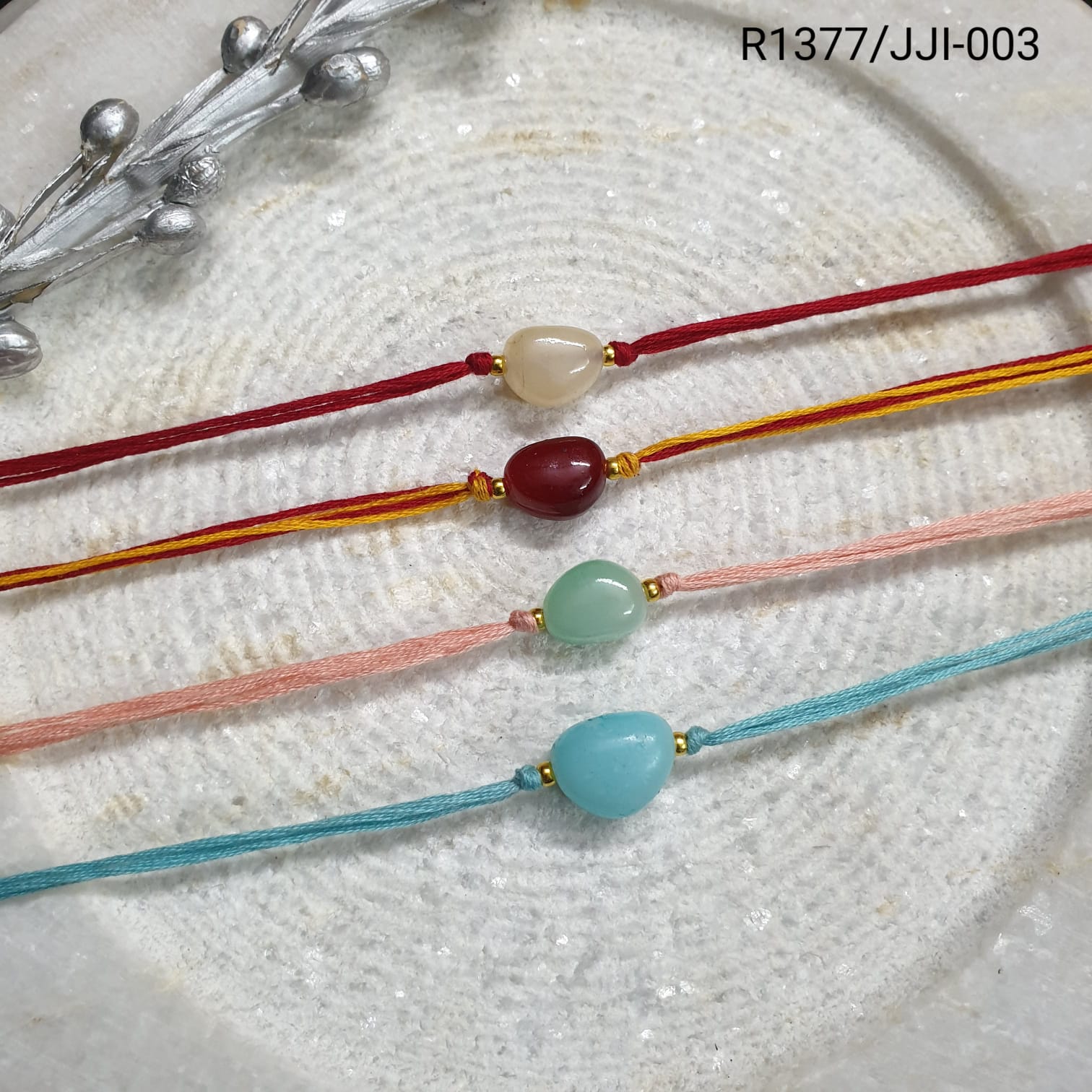 Small Stone Rakhi For Brother (Pack of Four)